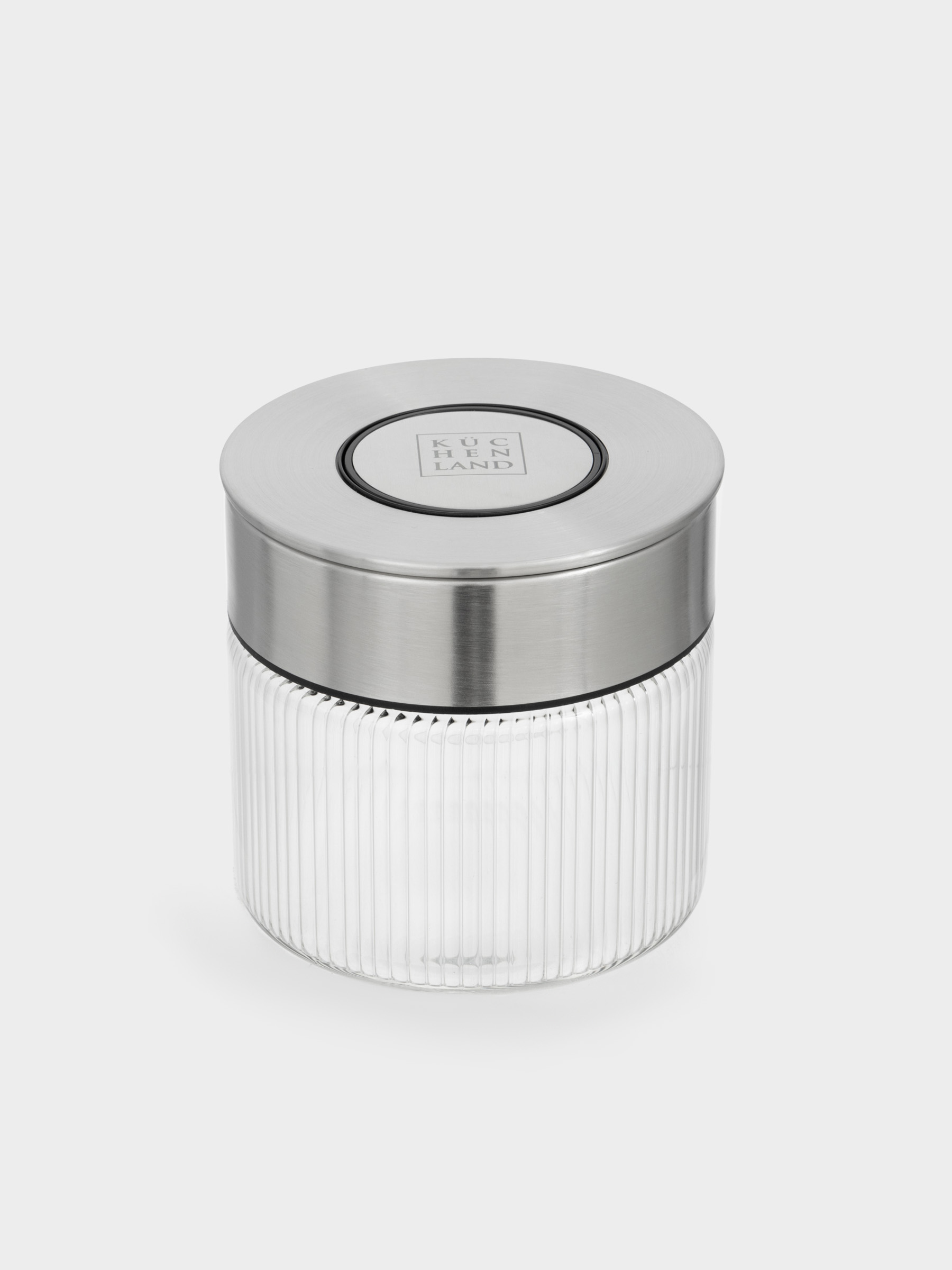 Bulk products jar, 360 ml, with vacuum lid, glass B, Ribby steel, image-1