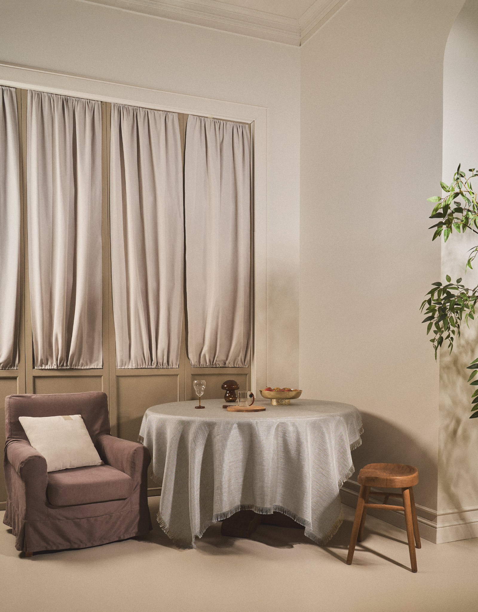Tablecloth, 160x160 cm, fringed, polyester, grey melange, Beverin, image-9