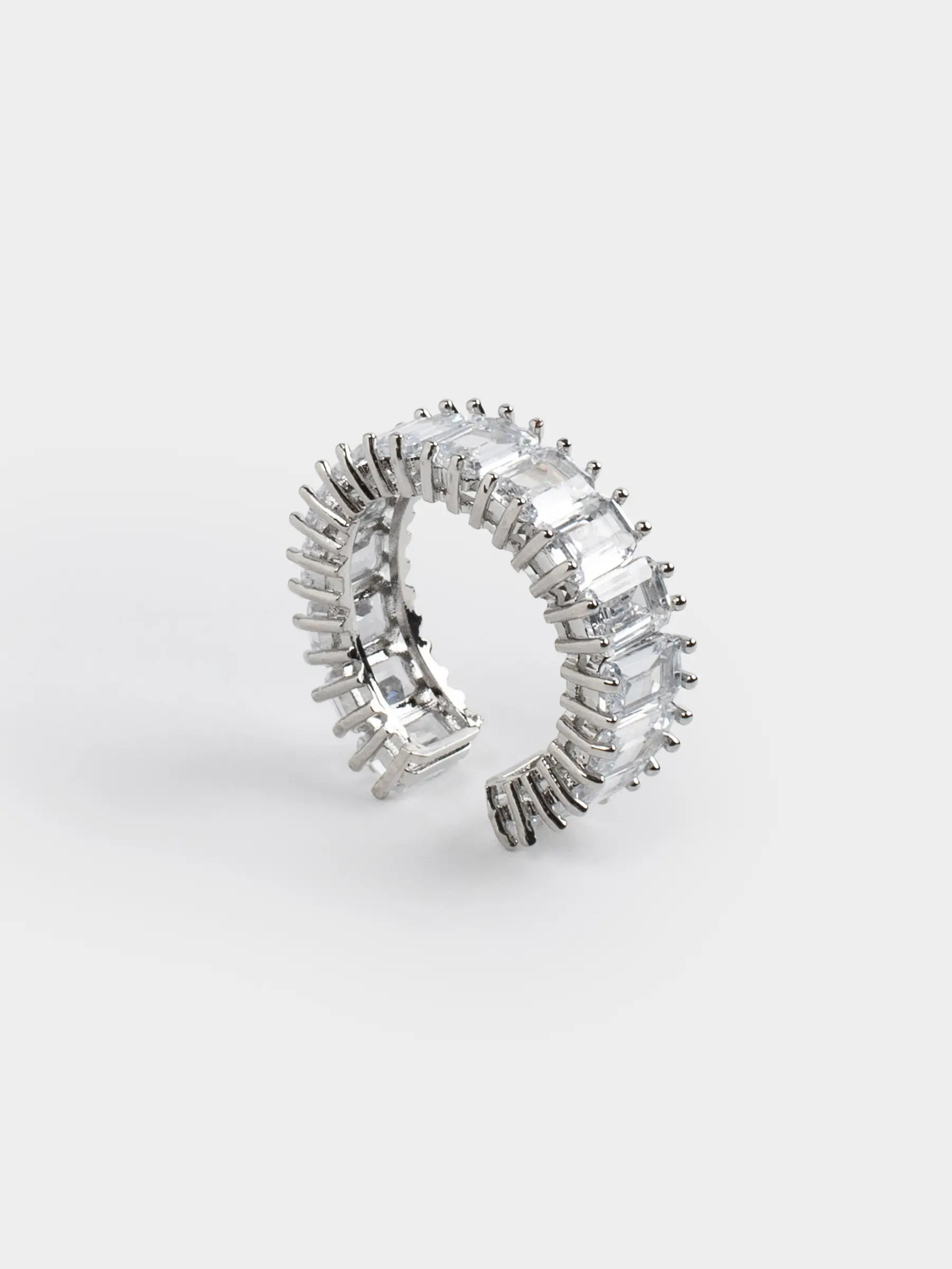 Ring, size S-M, single size, metal / glass, silver, Crystals, Jewelry crystal