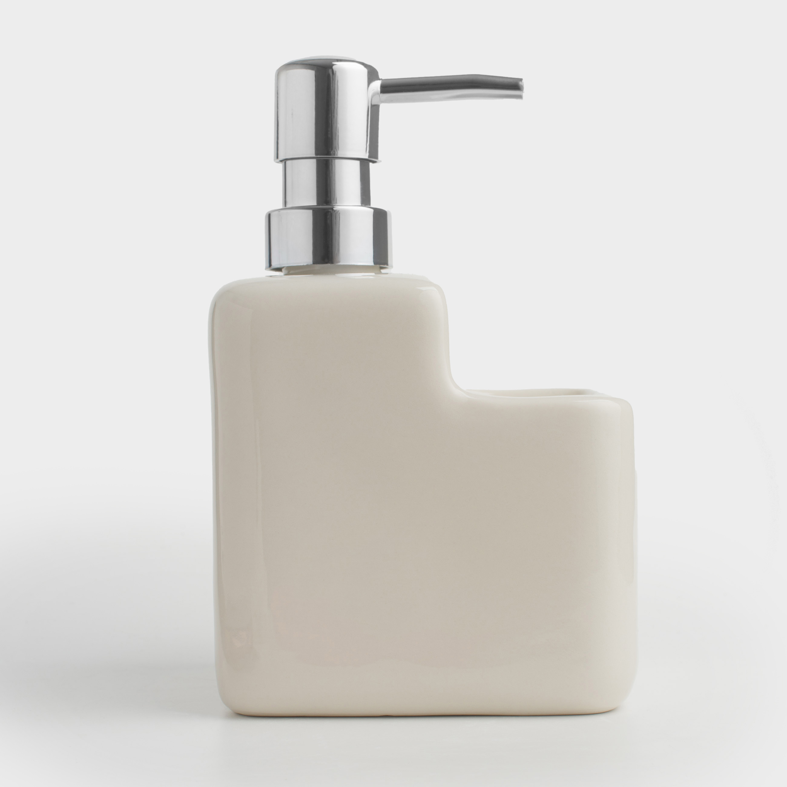 Detergent dispenser, 550 ml, organizer, ceramic/plastic, beige, Galori, image-1