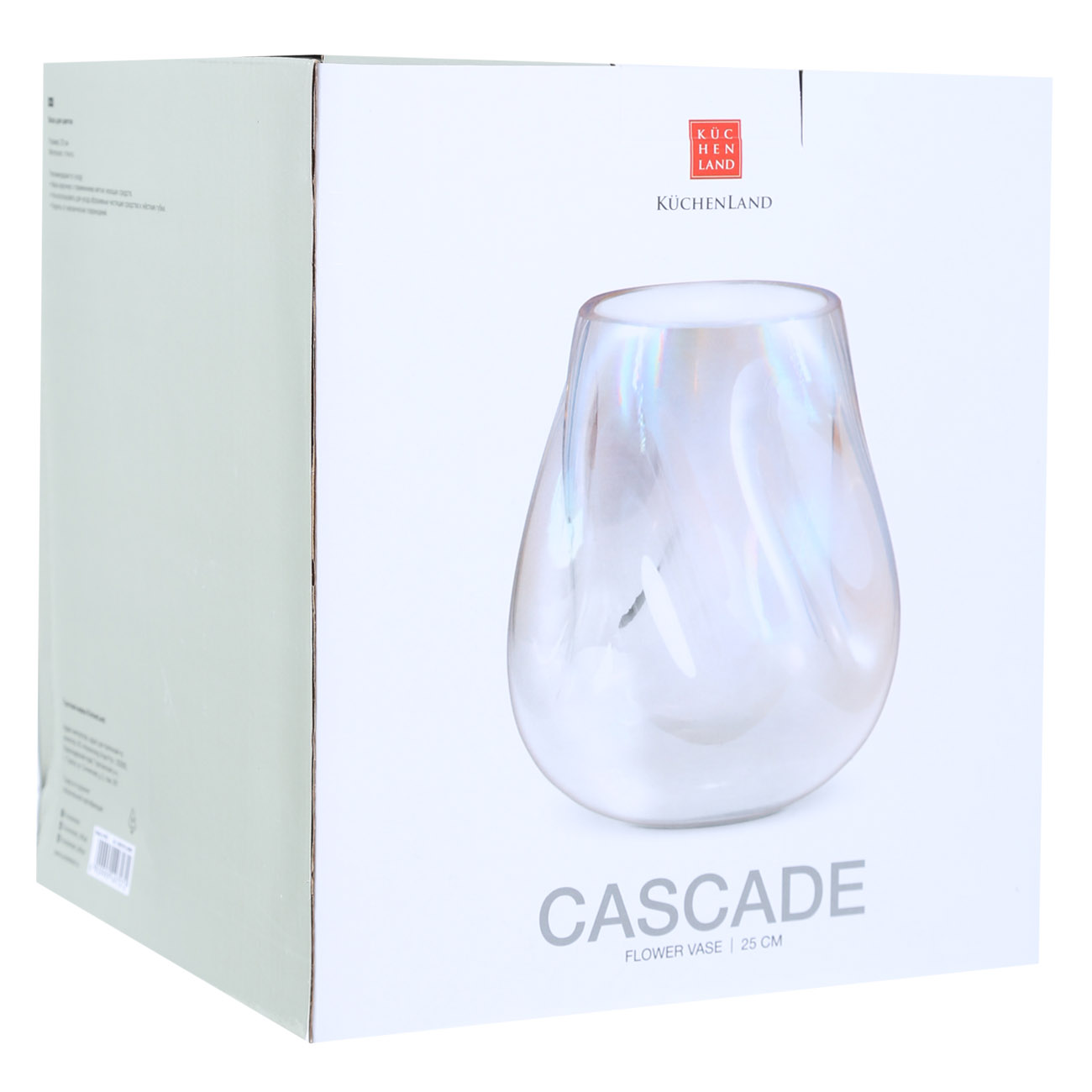 Flower vase, 25 cm, glass, mother of pearl, Cascade, image-1