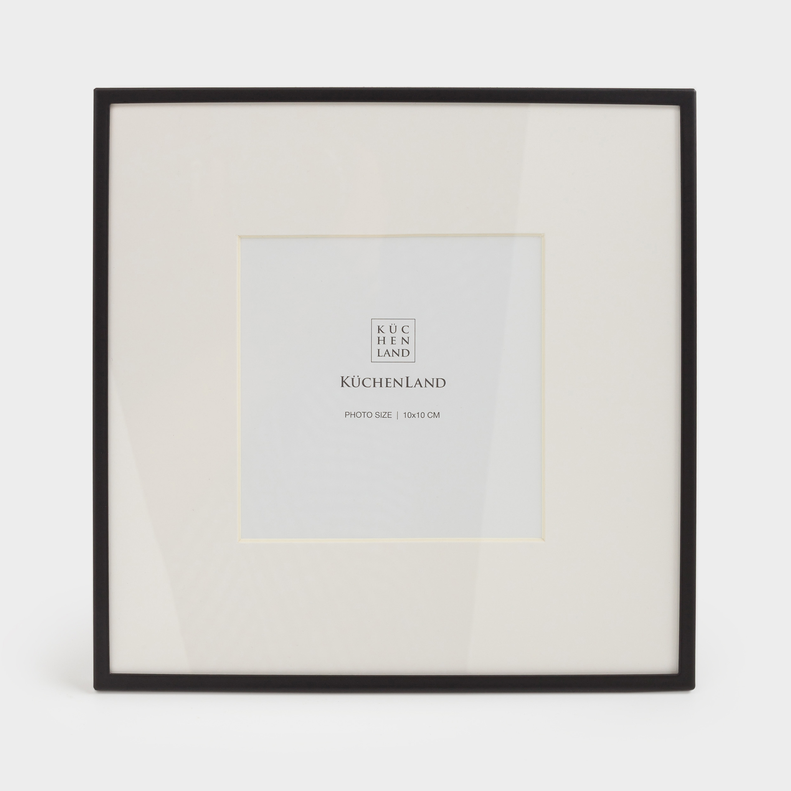 Photo frame, 18x18 cm, with passepartout, metal / glass, Black, Frames