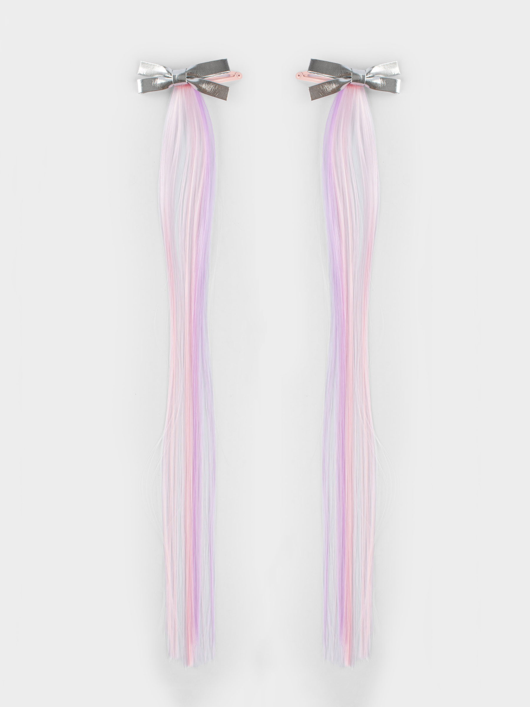 Hair clip, 32 cm, 2 pcs, children's, with strands, polyurethane / metal, Bow, Hairstyle