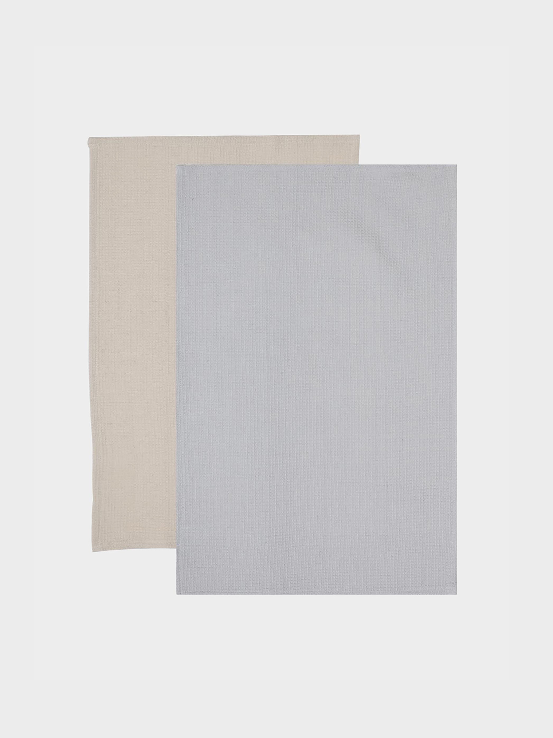 Kitchen towel, 2 pcs, 40x60 cm, cotton, gray / brown, Waffle, image-0