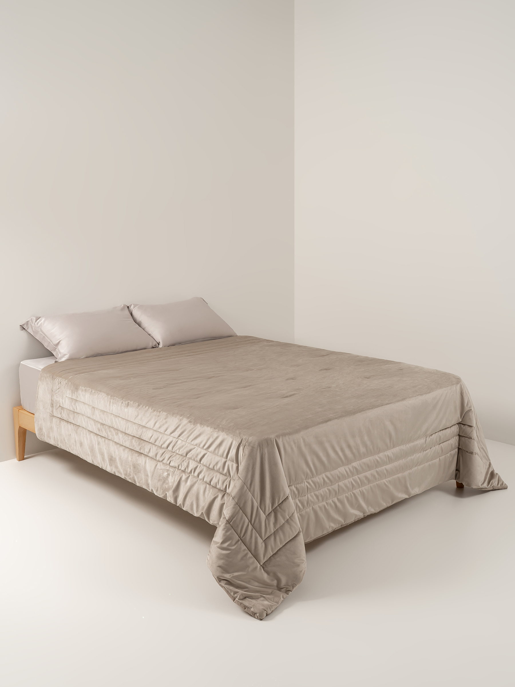 Bedspread, 220x240 cm, quilted, velvet/microfiber, beige, Frame, Stitch velvet, image-7
