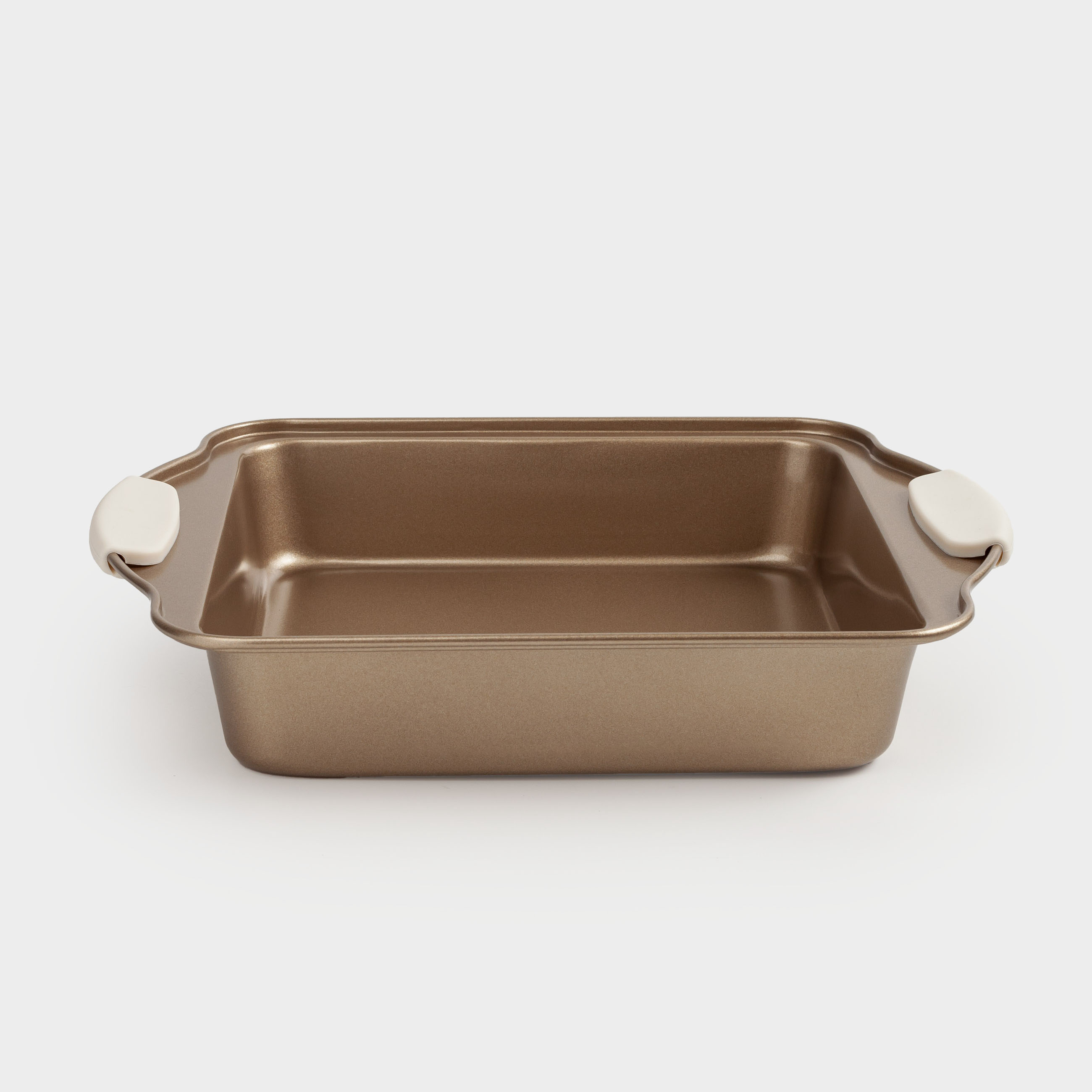 Baking dish, 28x22 cm, with handles, steel / silicone, square, copper, Resto 