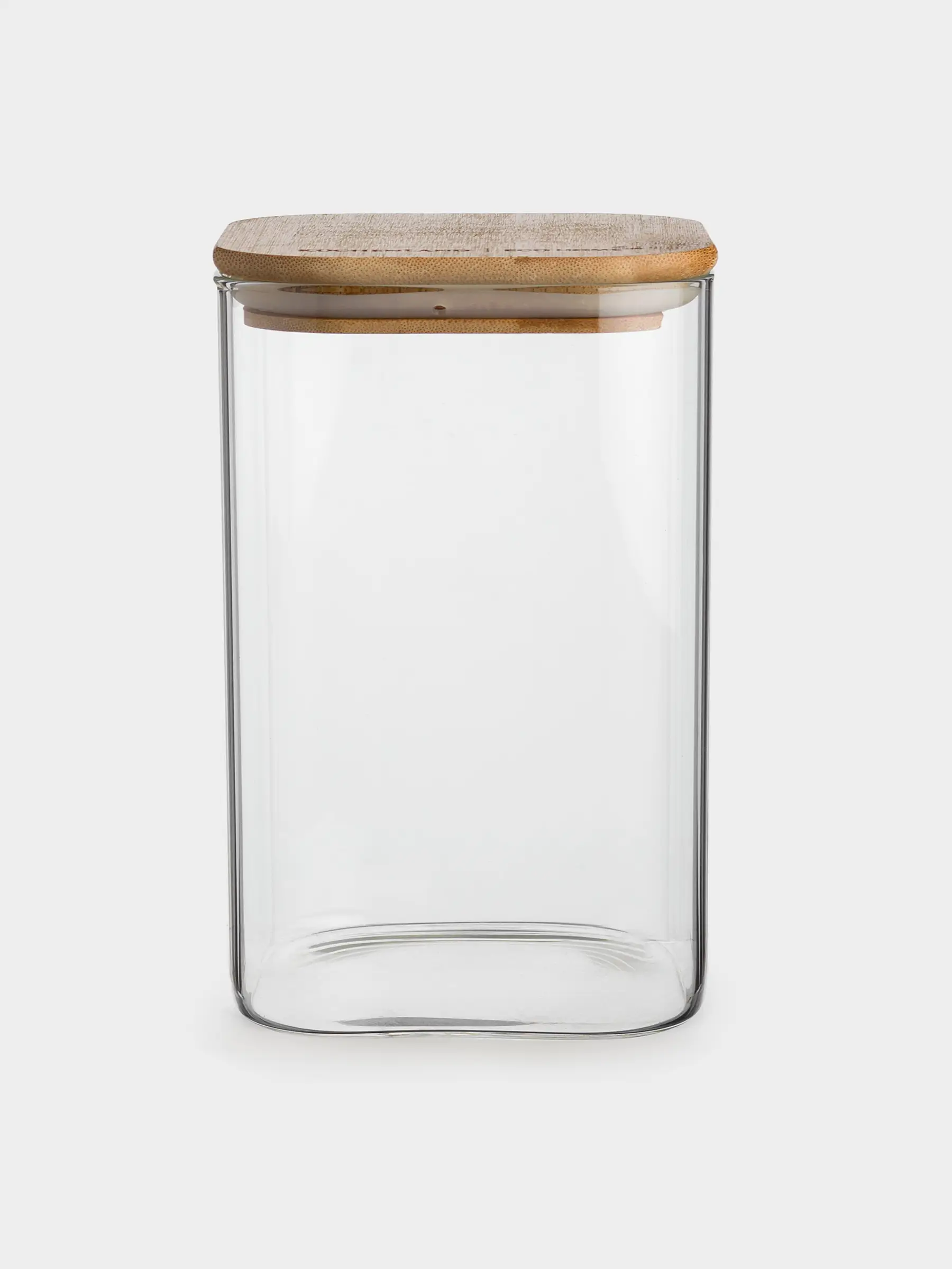 Bulk products jar, 1.1 l, glass / bamboo, square, Home made