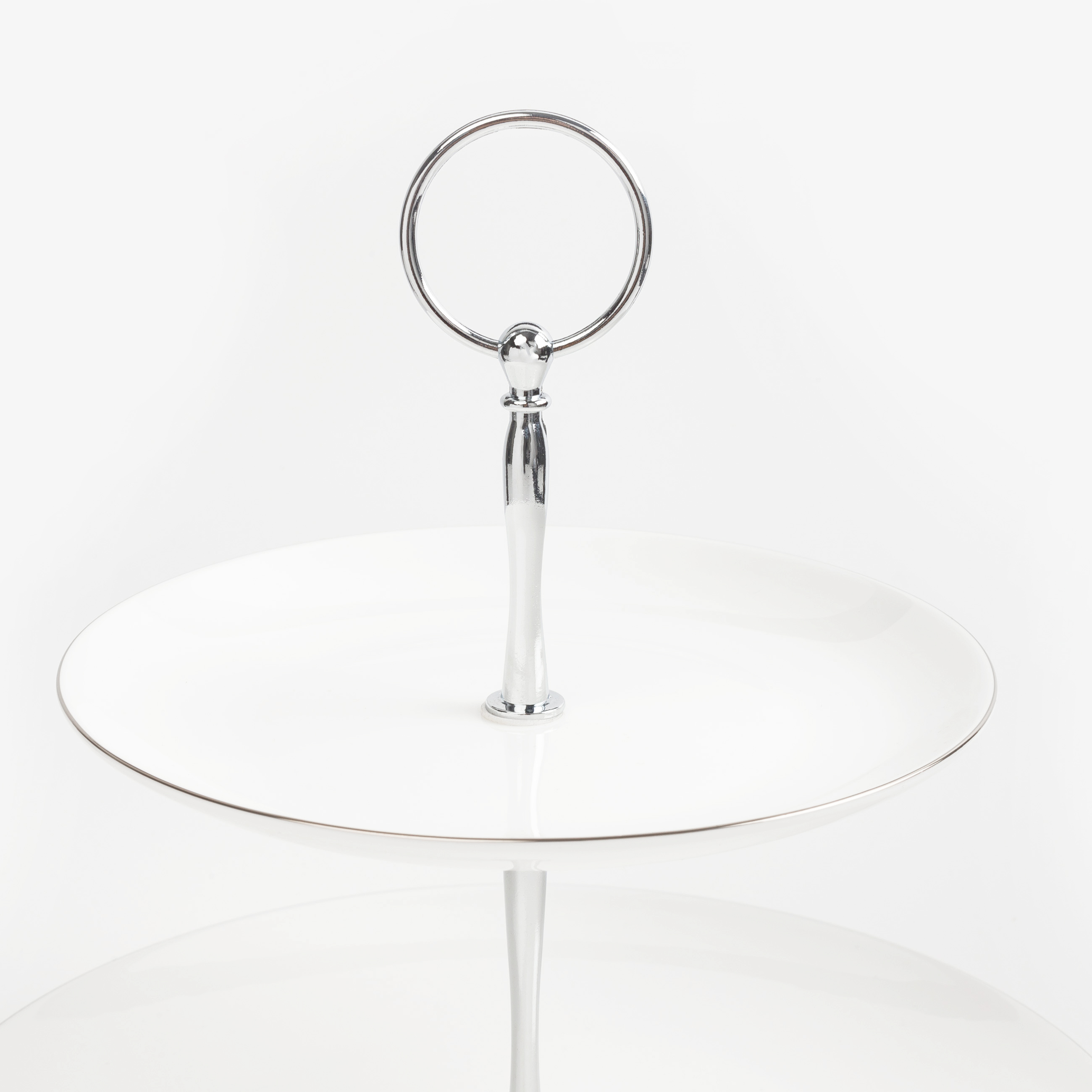 Cake stand, 26x18 / 24 cm, 2 tiers, porcelain F / metal, white, Antarctica