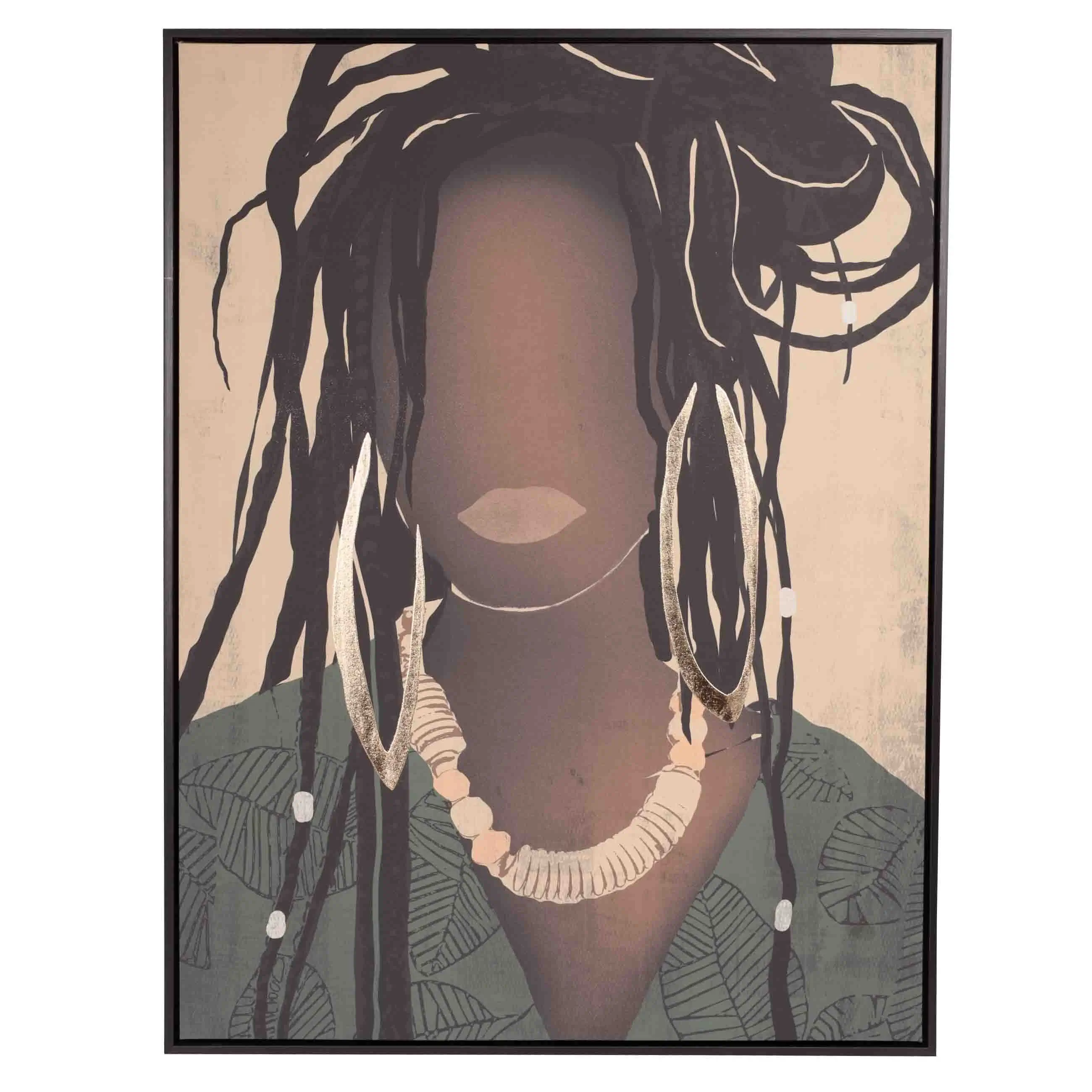 Painting in a frame, 75x100 cm, canvas, Girl with golden earrings, Abstract, image-0