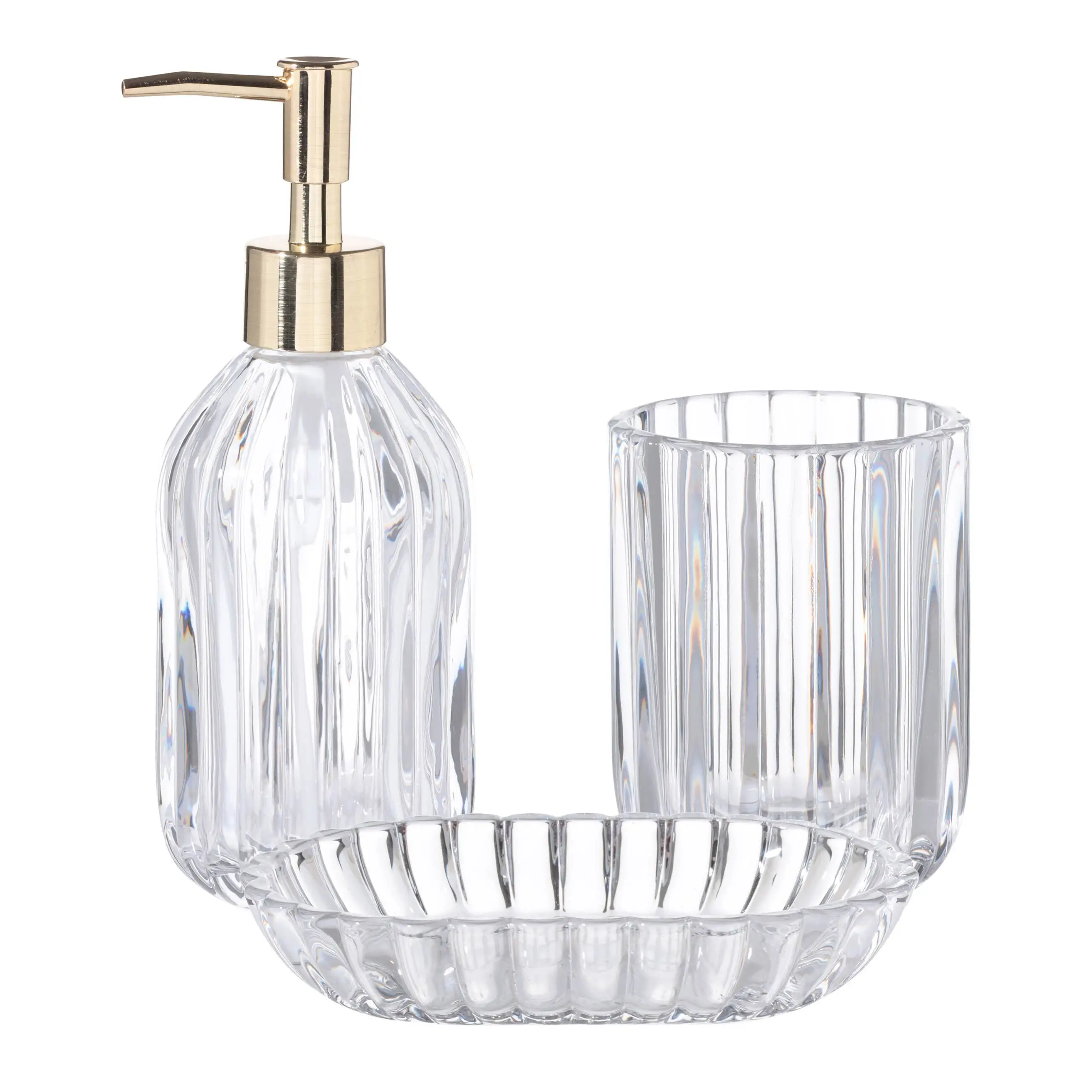 Bathroom set, 3 items, glass / plastic, Alala, image-0