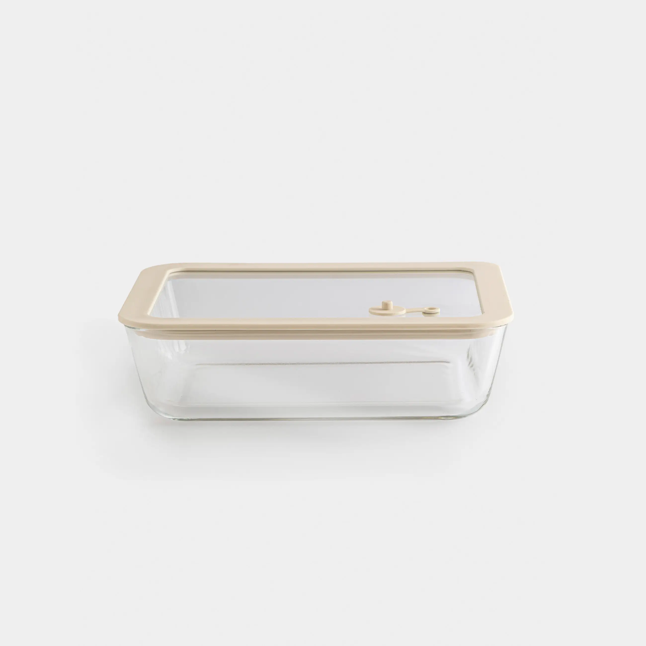 Container, 1,4 l, with valve, glass T / silicone, rectangular, beige, Verre