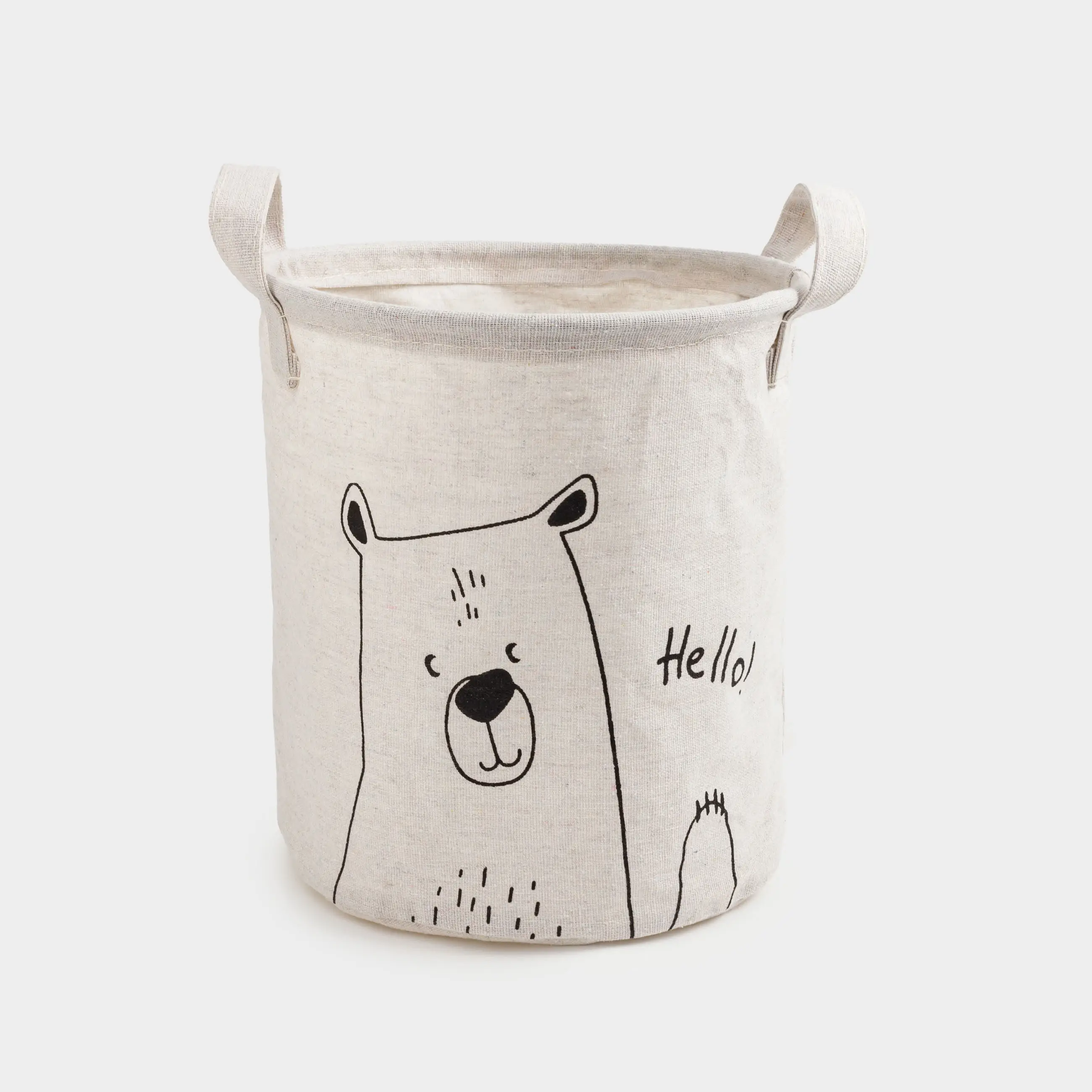 Storage bag, 22x25 cm, with handles, Cotton/polyester, round, Milky, Bear, Funny world, image-0