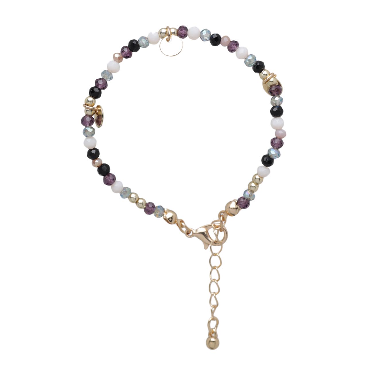 Bracelet, 6 cm, 2 pieces, metal / plastic, gold, Colored stones, Mineral, image-1