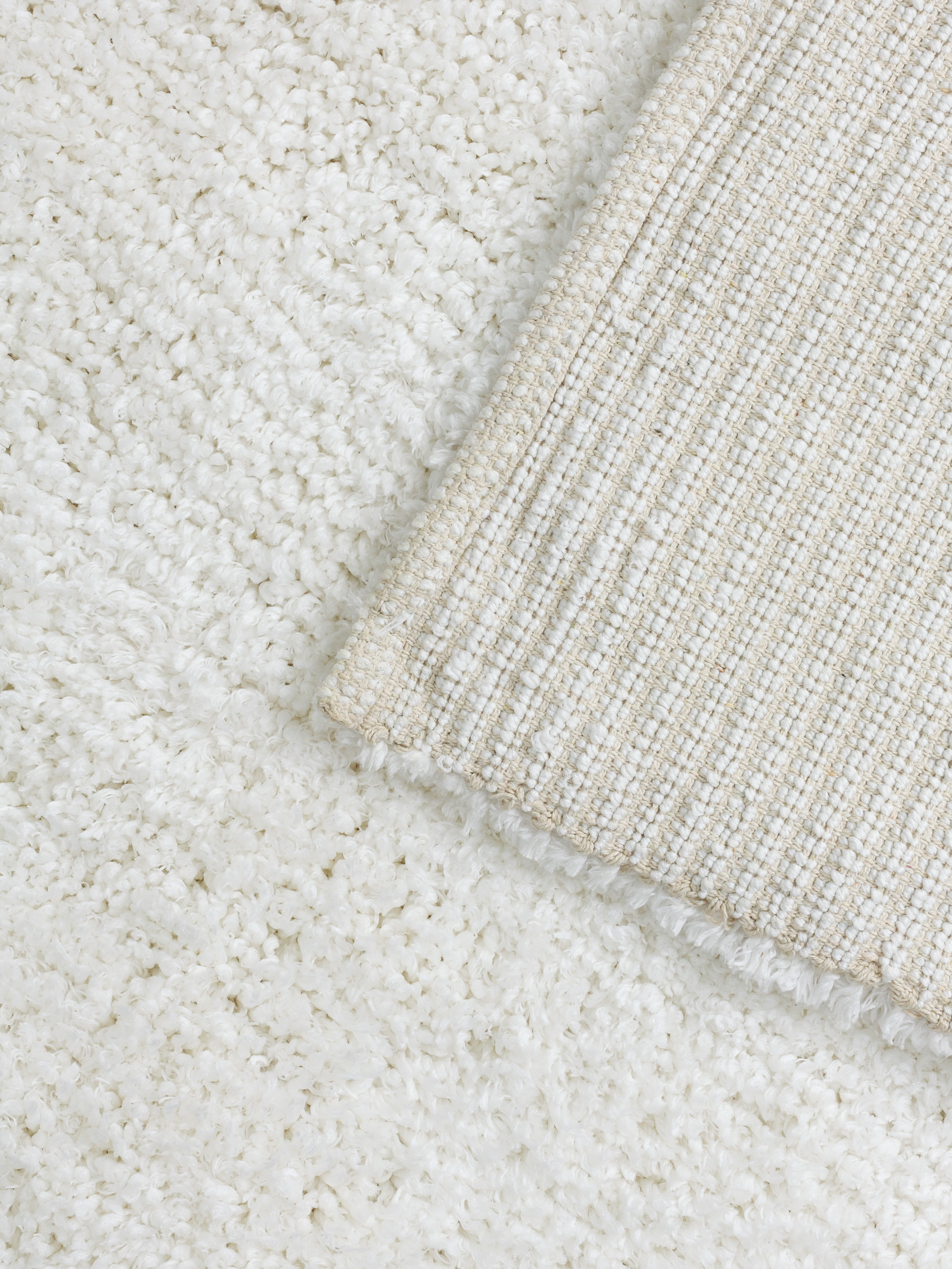 Carpet, 150x210 cm, polyester / cotton, milk, Fluffy pile, Monotone, image-2