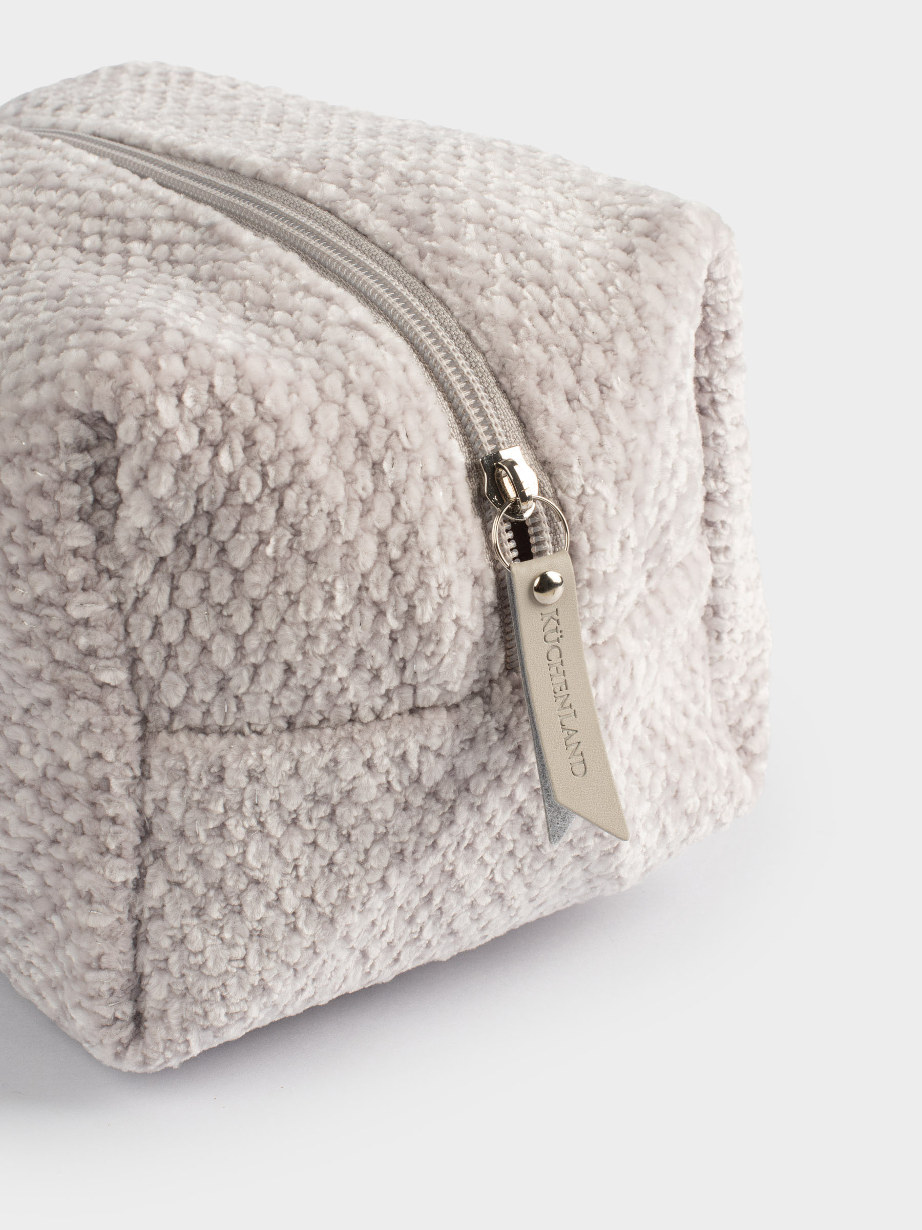 Cosmetic bag, 20x13 cm, chenille / lurex, beige, Chenill, image-2