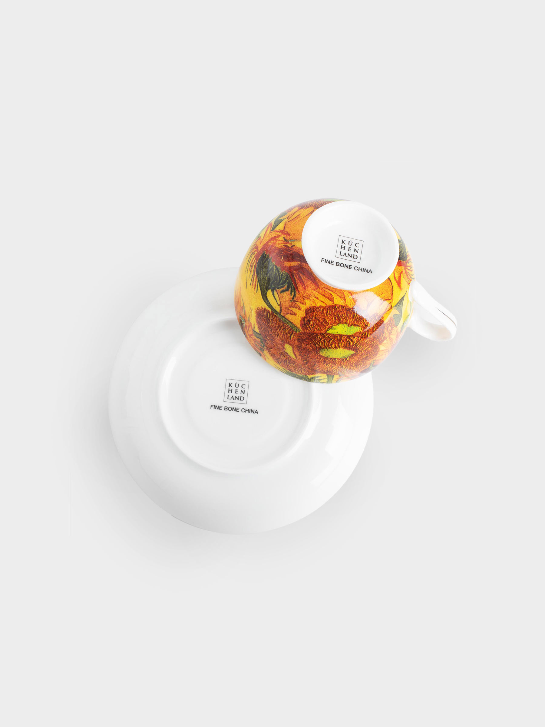 Tea pair, 1 person, 2 items, 210 ml, porcelain F, Sunflowers, Van Gogh, Art sunflowers, image-4
