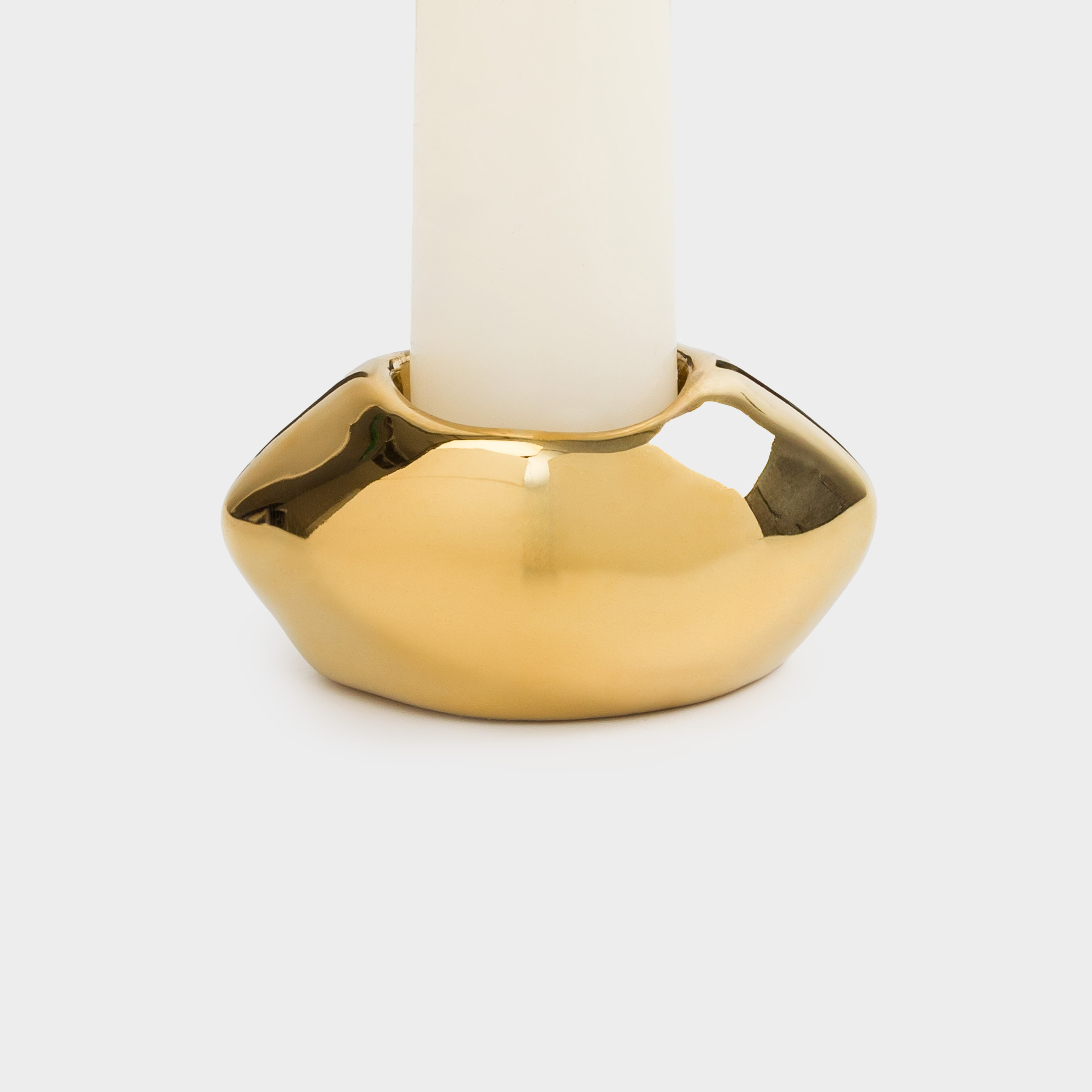 Candlestick, 6 cm, for a thin candle, porcelain P, golden, Lips, Lips