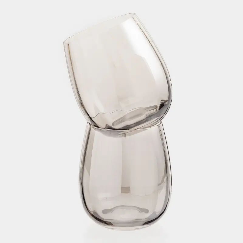 Glass, 10 cm, 450 ml, 2 pcs, glass, grey, Filo R color