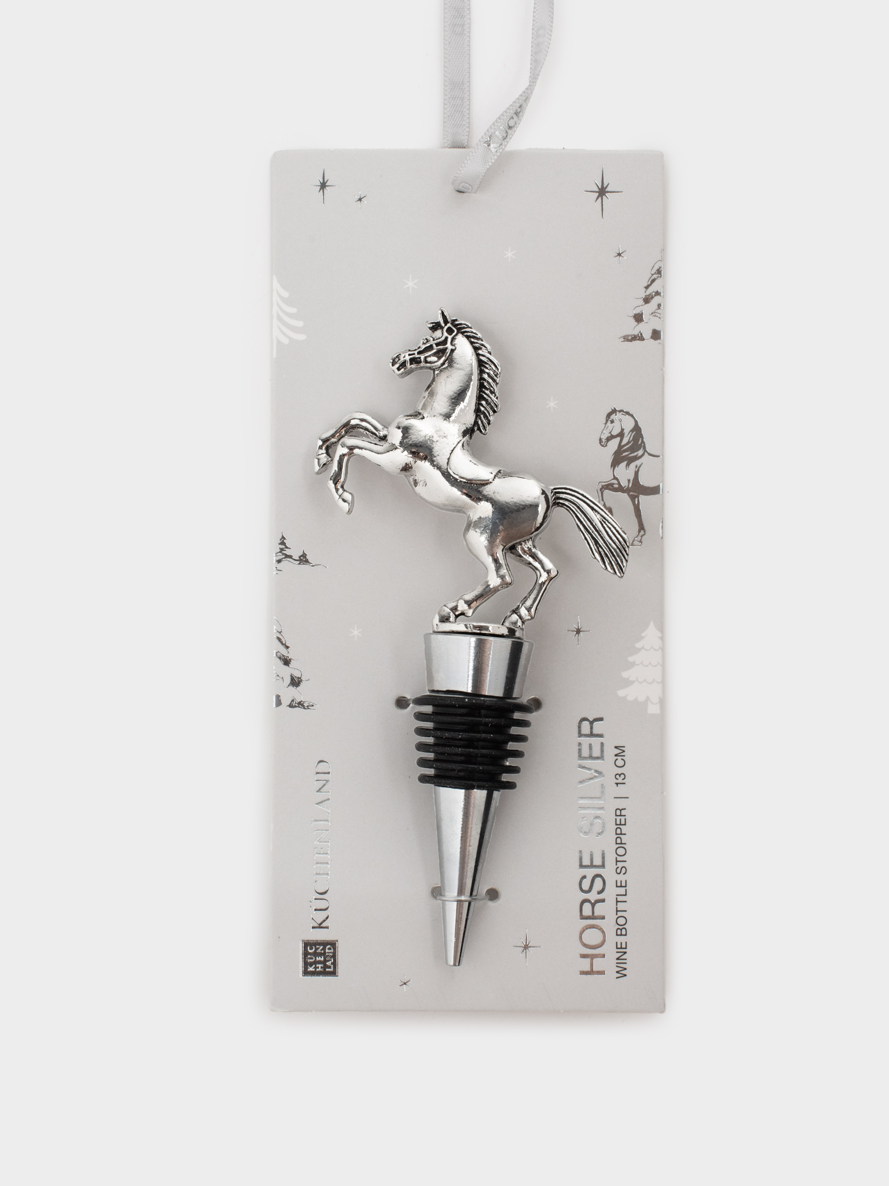 Bottle stopper, 13 cm, metal, silver, Horse on end, Horse silver, image-4