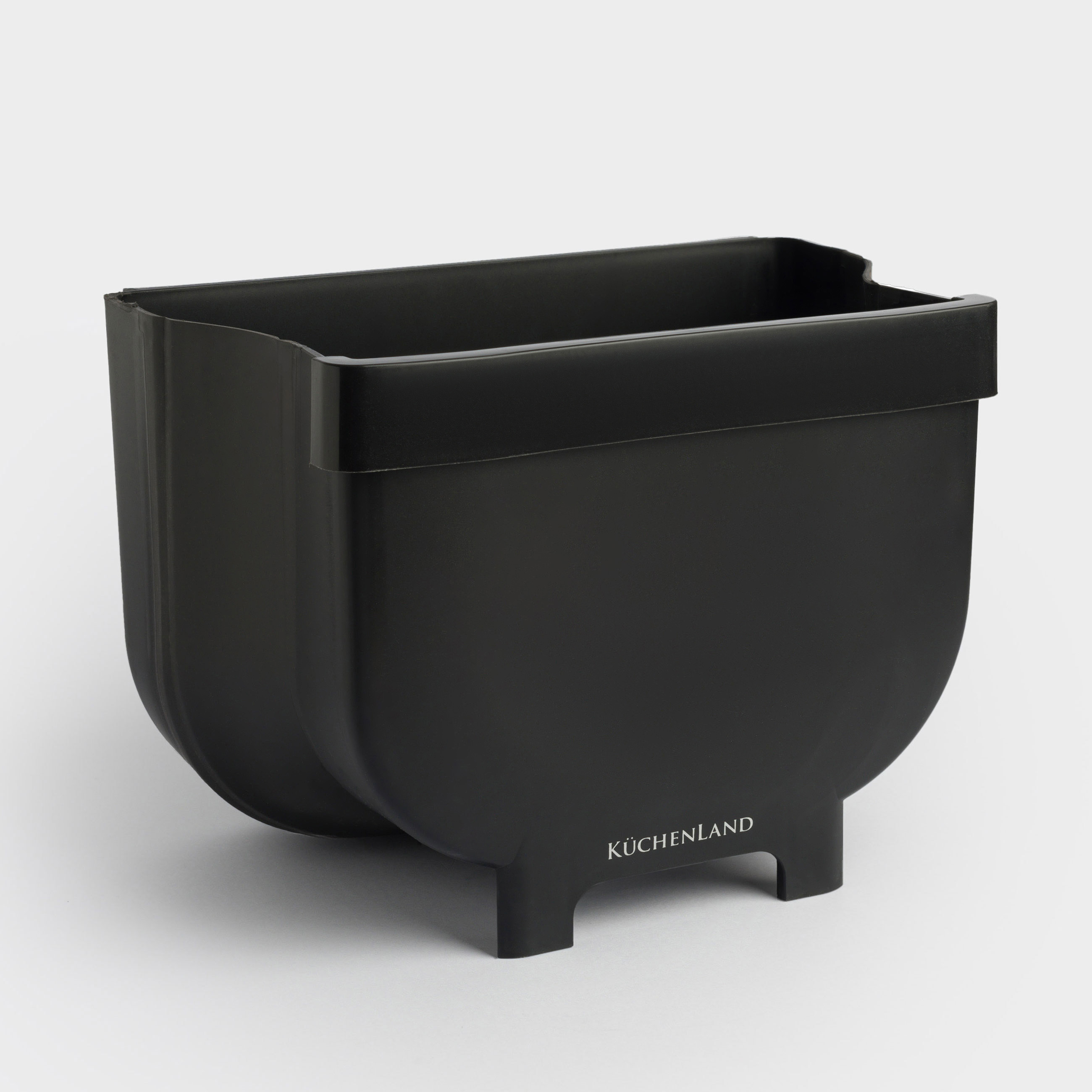 Garbage bucket, 4 L, folding, hanging, plastic / rubber, black, Foldaway black, image-0