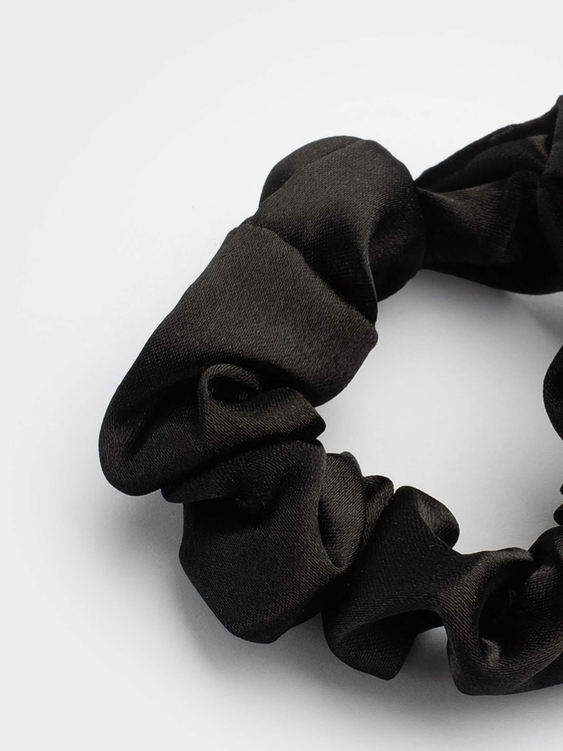 Elastic band for hair, 6 cm, satin, black, Silk, image-3
