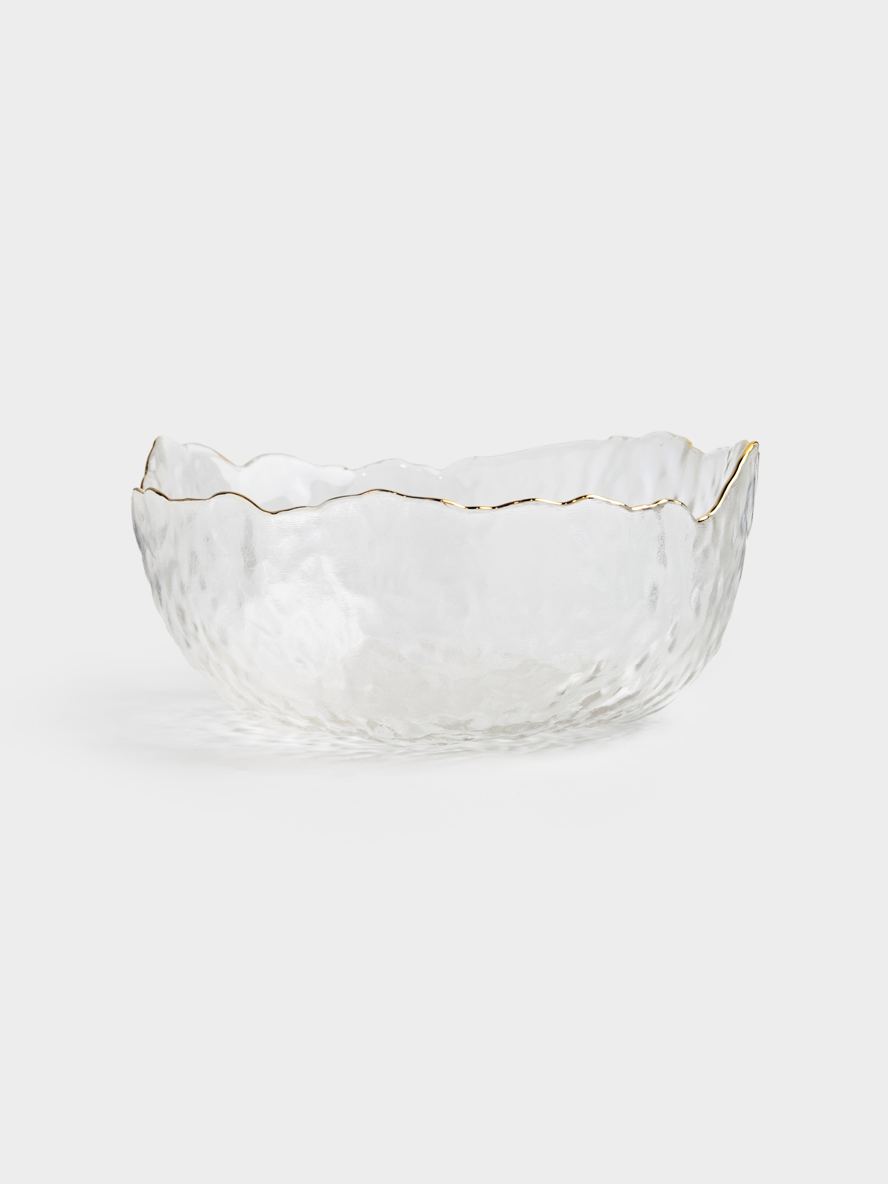 Salad bowl, 17x7 cm, 850 ml, glass, with golden edging, Nautilus gold, image-1