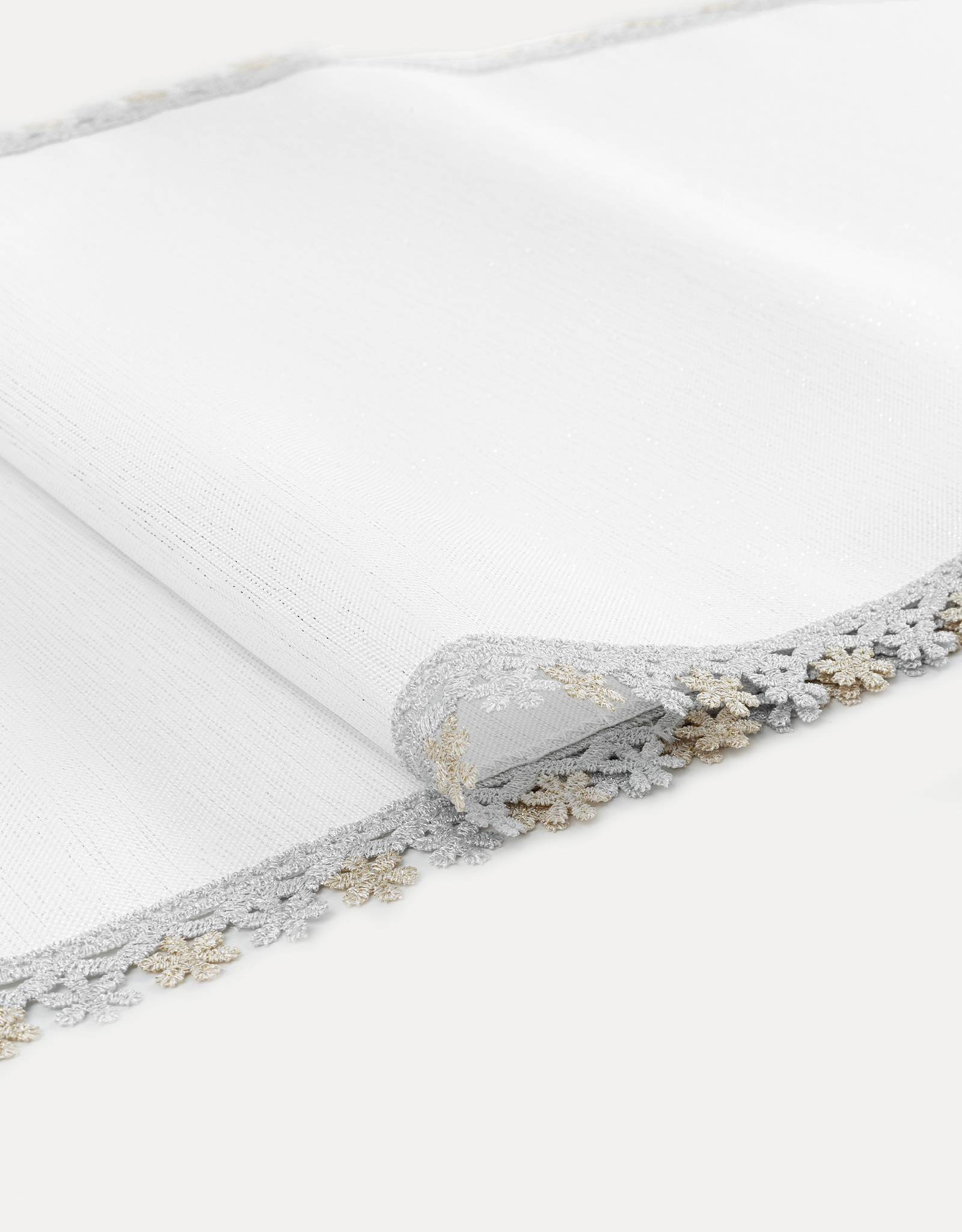 Table runner, 40x160 cm, polyester, white, Floral lace, Flower lace, image-1