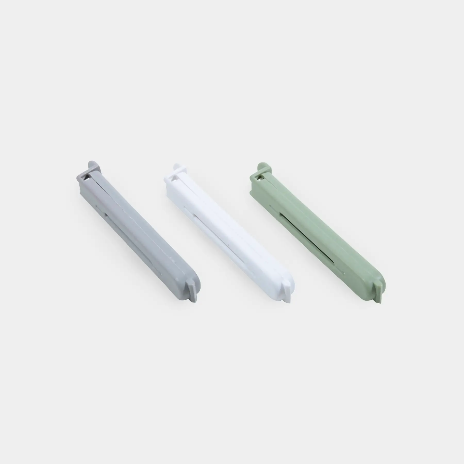 Bag clip set, 20 pcs, Plastic, White / Grey / Green, Assist