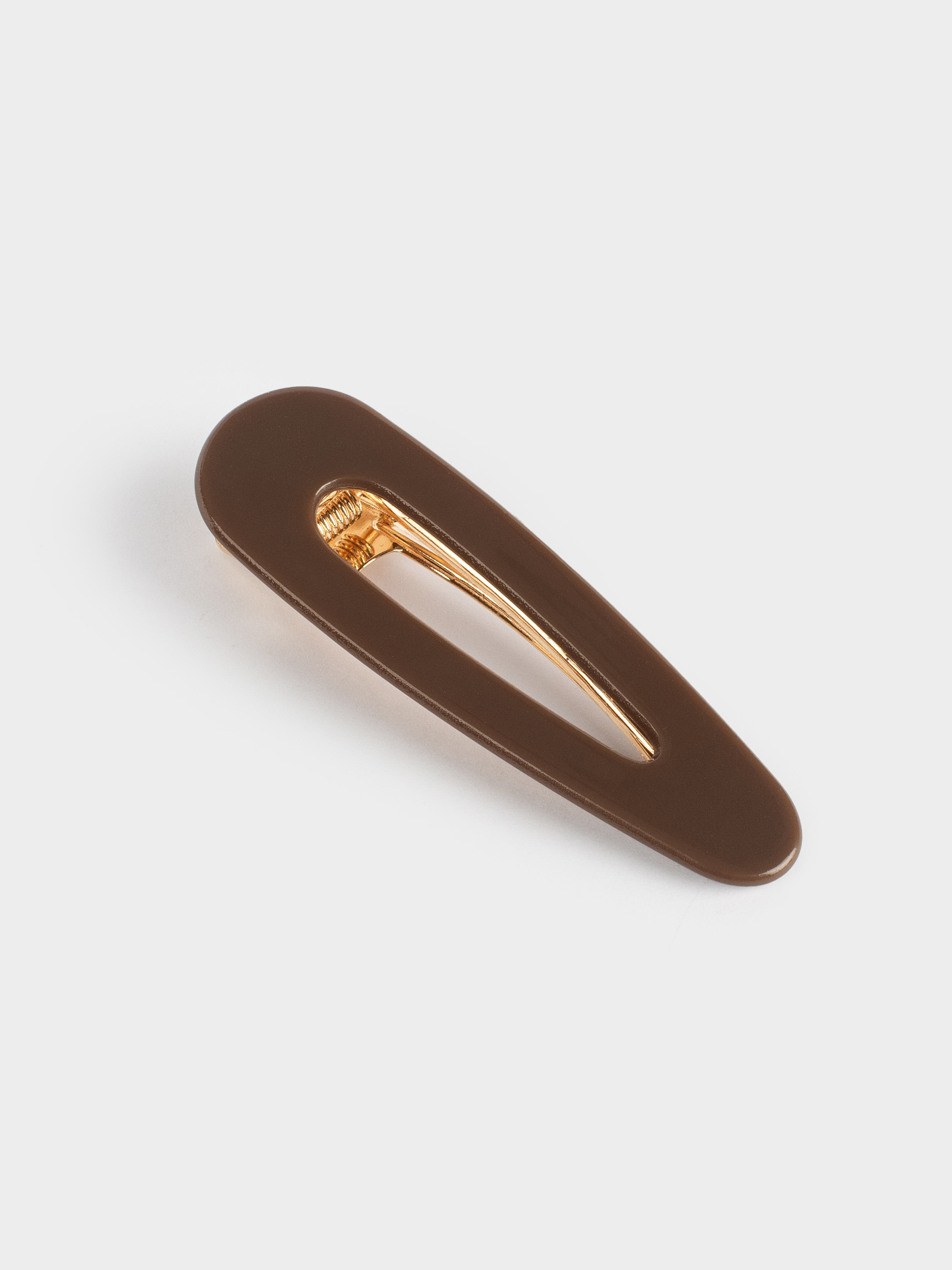Hair clip, 8 cm, Acrylic / metal, brown, Hair basic, image-1
