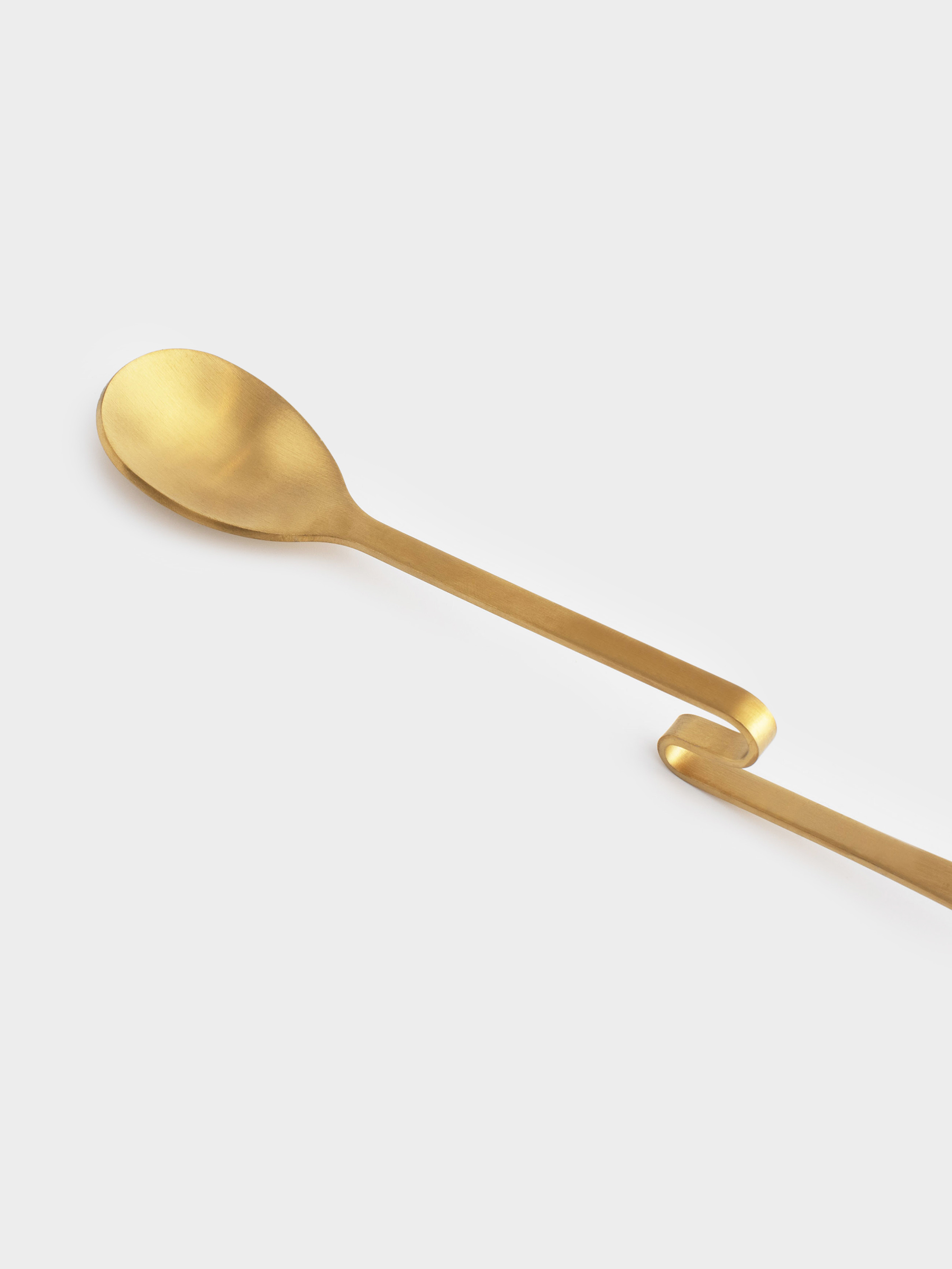Tea spoon, 20 cm, with curved handle, steel, golden, Classic gold, image-5