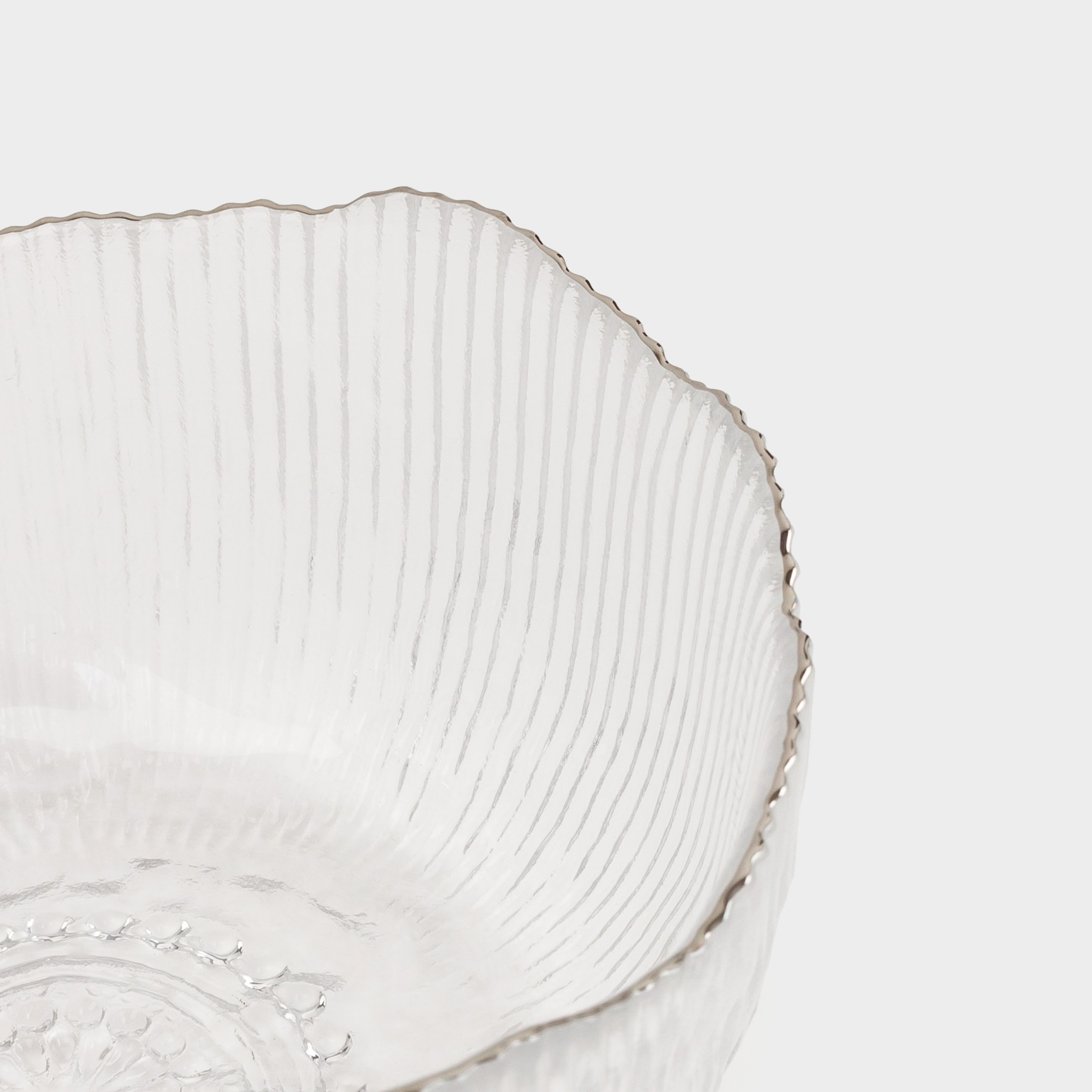 Salad bowl, 17x8 cm, 900 ml, glass R, with silver edging, Argos silver, image-5
