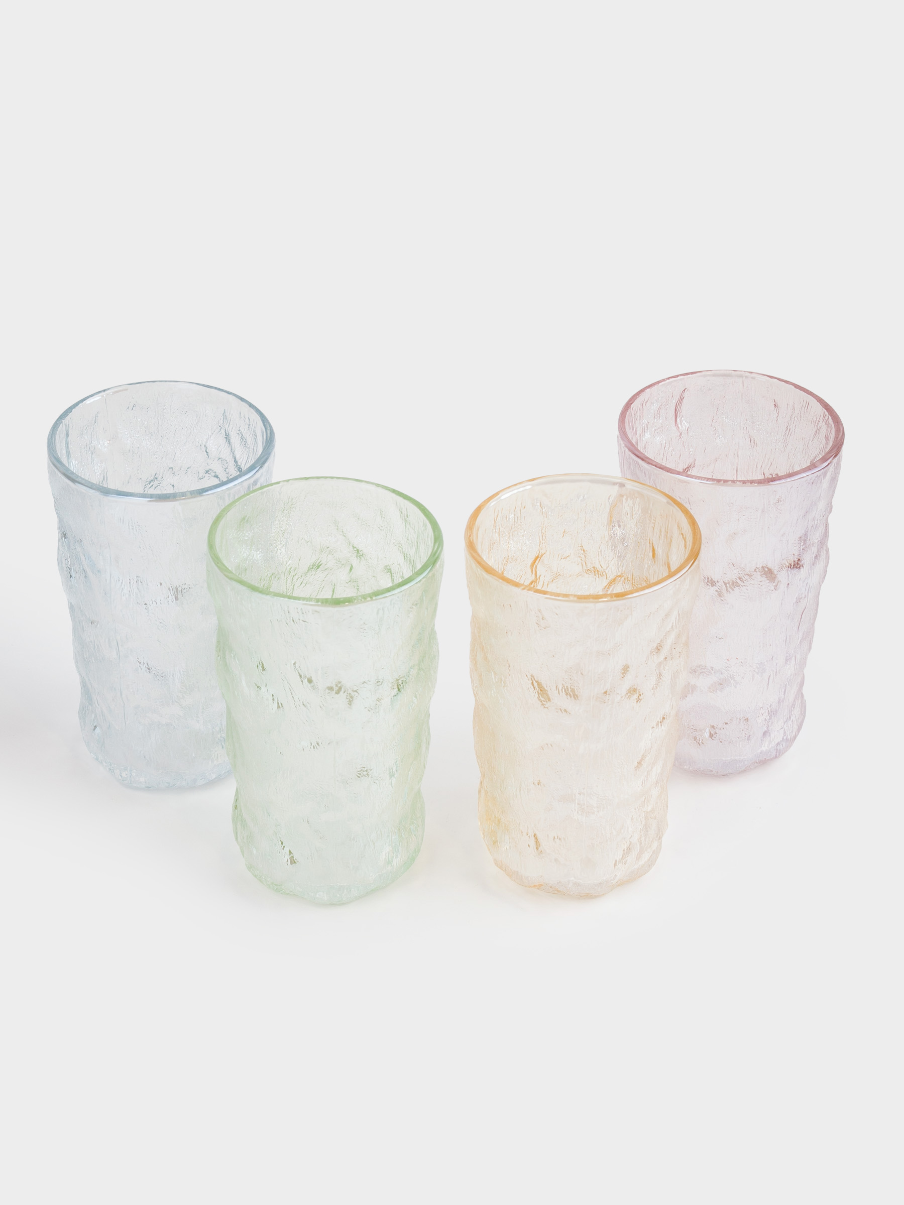 Glass, 13 cm, 350 ml, 4 pcs, glass R, color mix, Crumpled effect, Crumple color, image-3