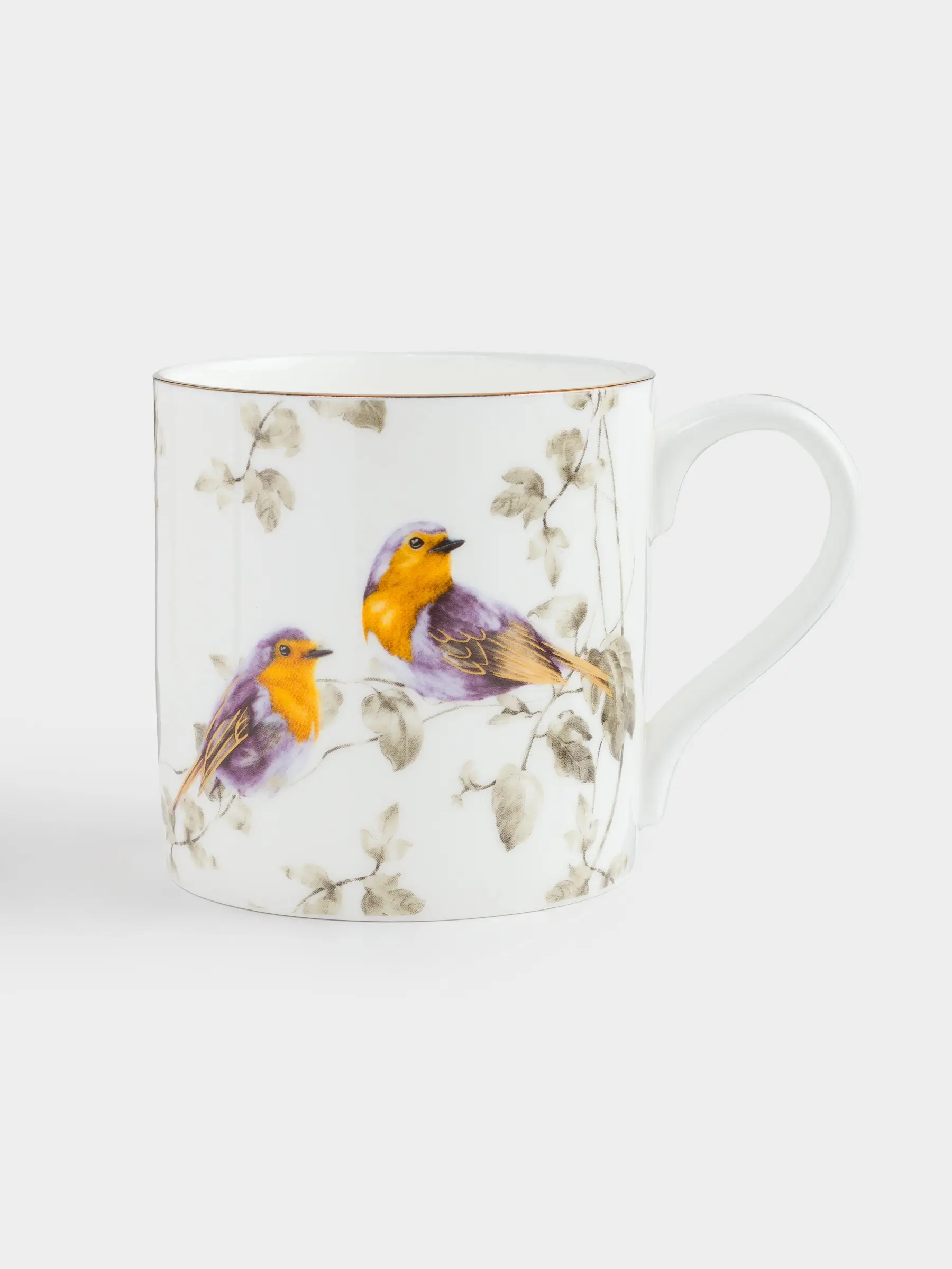 Mug, 380 ml, porcelain F, with golden edging, Painted fairywren, Paradise bird, image-0