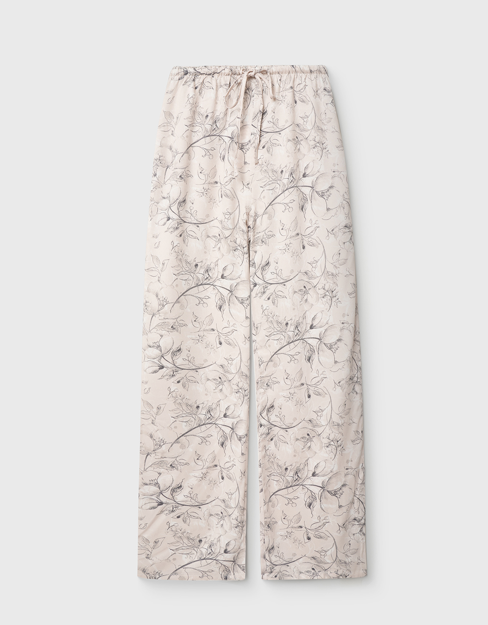Women's trousers, homewear, size L, viscose, milky, Flowers, Janice, image-6