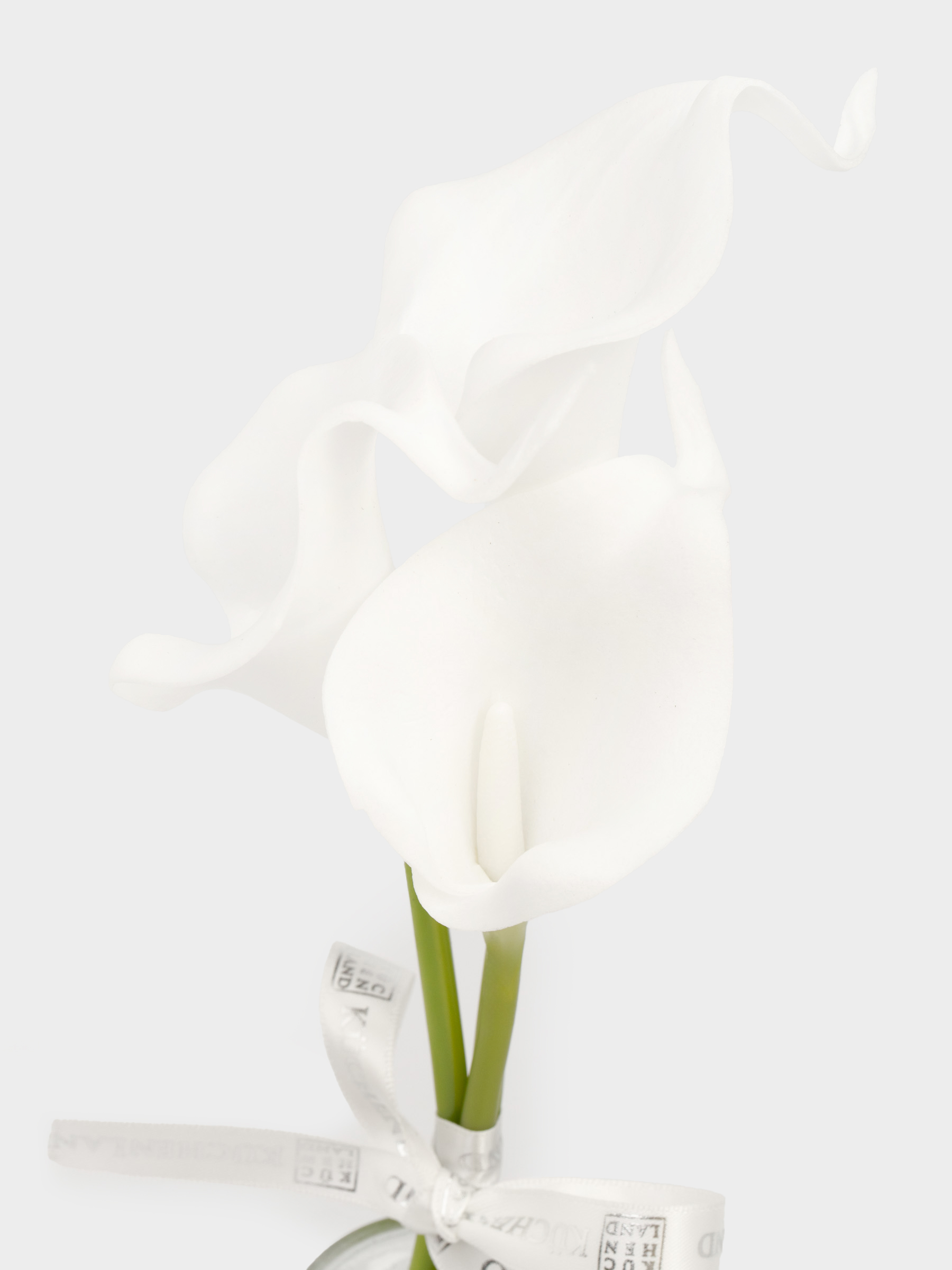 Artificial bouquet, 30 cm, in a vase, metal / glass, White calla lilies, Flower garden, image-2
