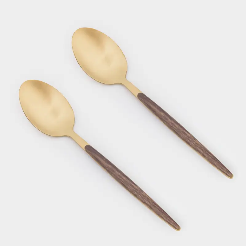 Table spoon, 2 pcs, steel / plastic, golden, matt, Oslo gold ,image-0