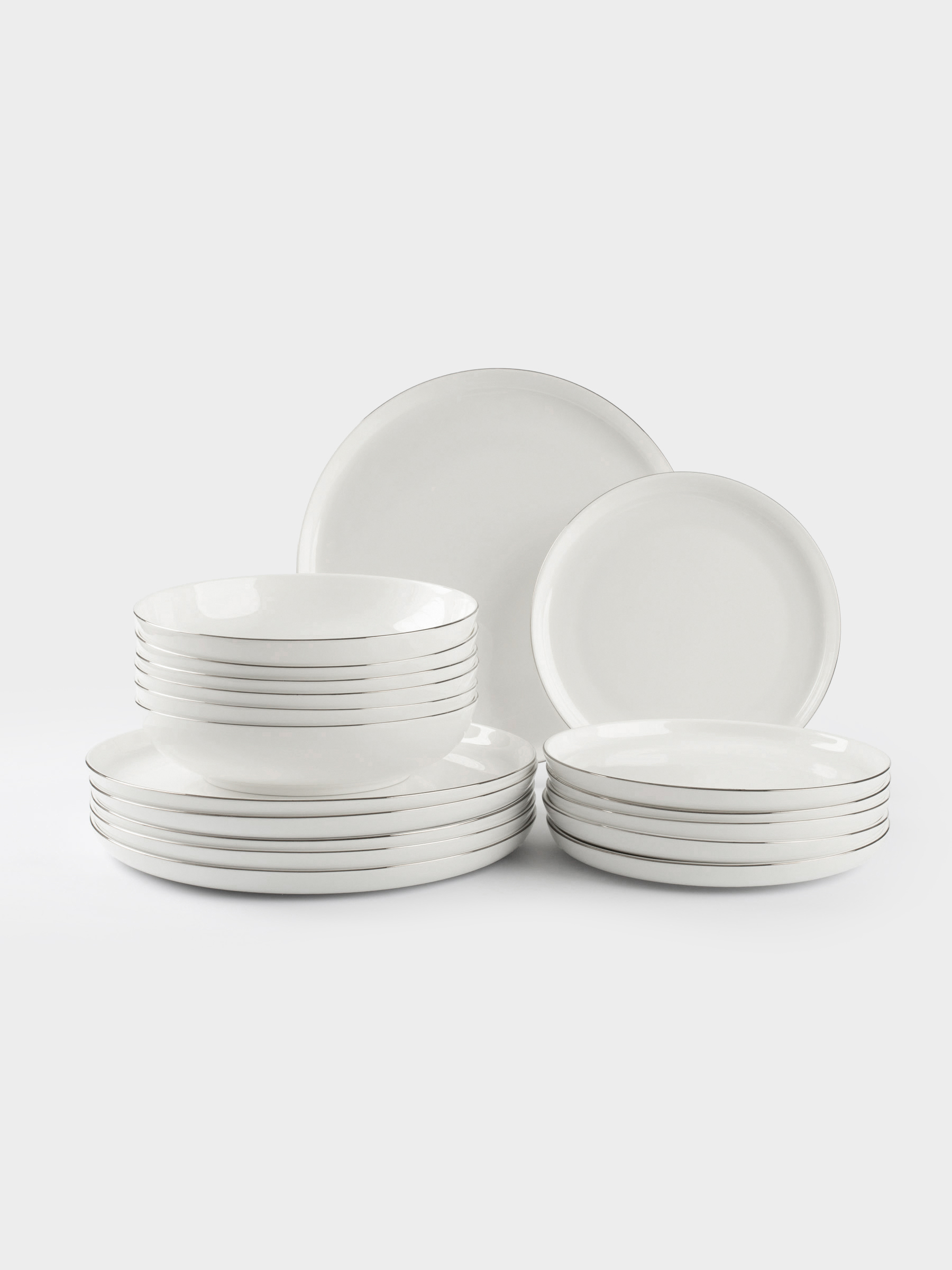Dining set, 6 pers, 18 pr, porcelain F, white, Ideal silver, image-0