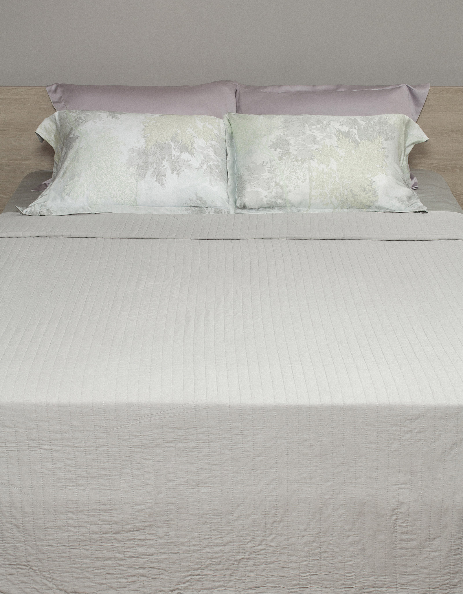 Bedspread, 220x240 cm, quilted, microfiber, grey, Stripes, Stitch, image-0