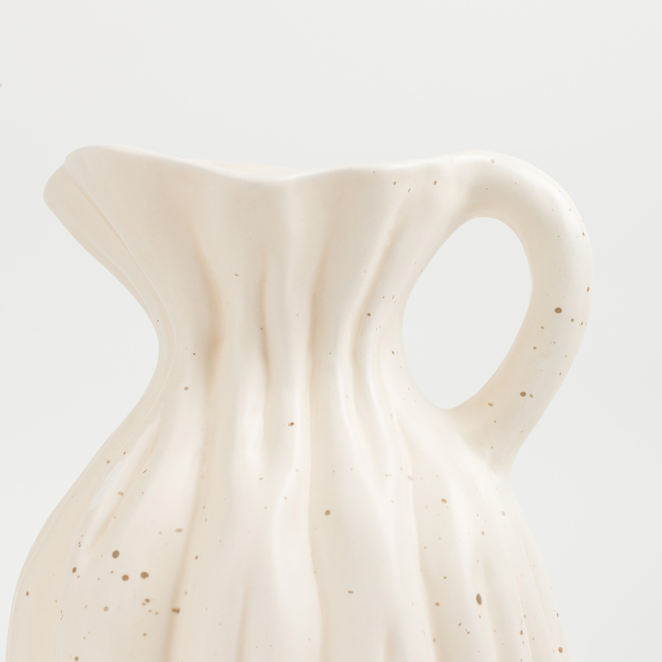 Flower vase, 25 cm, with handle, ceramic, milk, speckled, jug, Golden glow, image-2