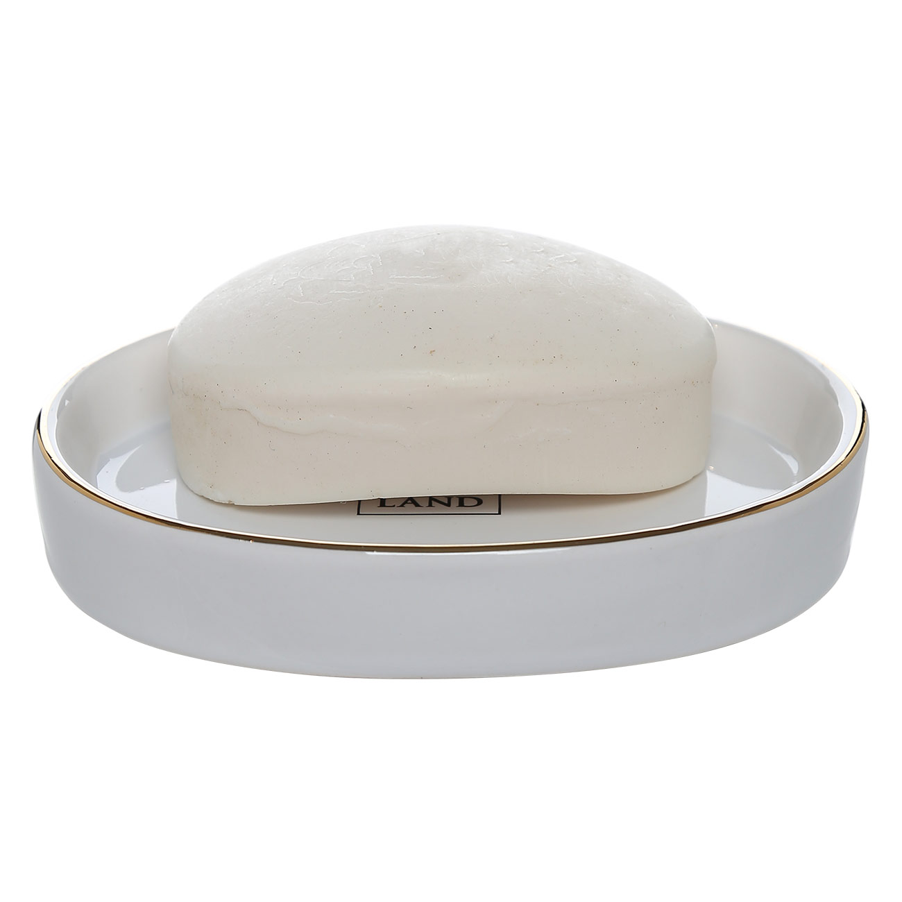 Soap dish, 11. 5x8. 5 cm, ceramic, oval, white-gold, Freya