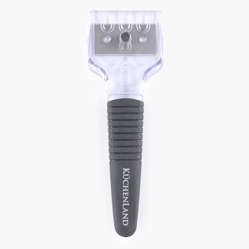 Glass ceramic plate scraper, 16 cm, 3 blades, plastic / steel, Black, Black style ,image-0