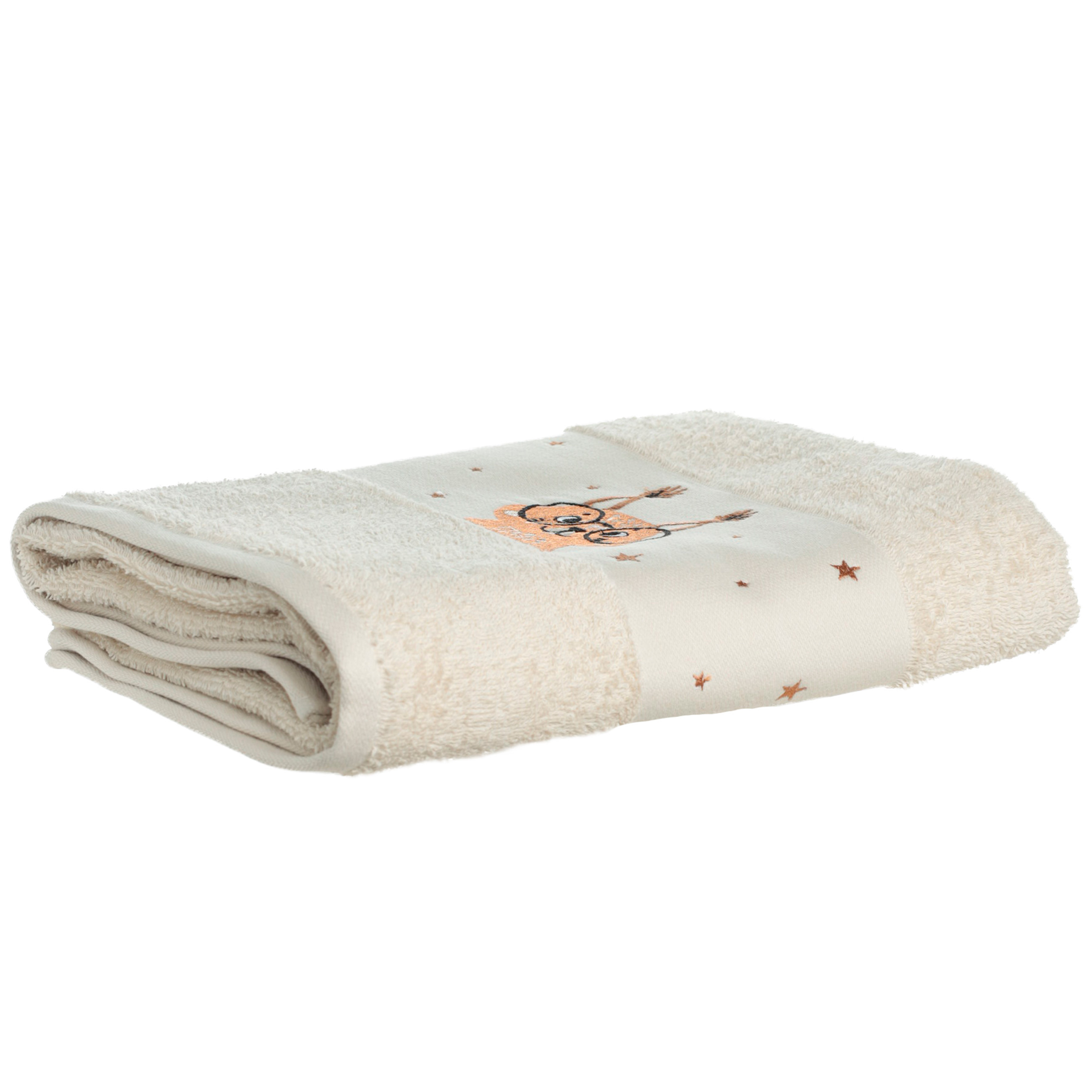 Children's towel, 70x120 cm, cotton, beige, Squirrel, Forest Animals
