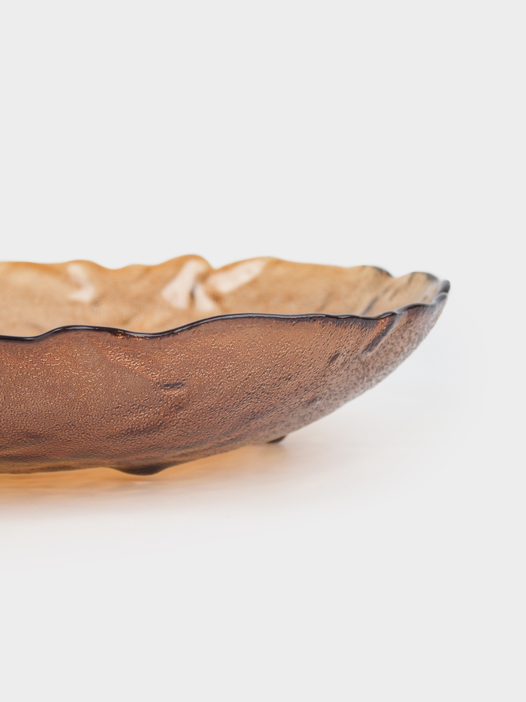 Deep dish, 22x5 cm, glass, amber, Glacial color, image-5