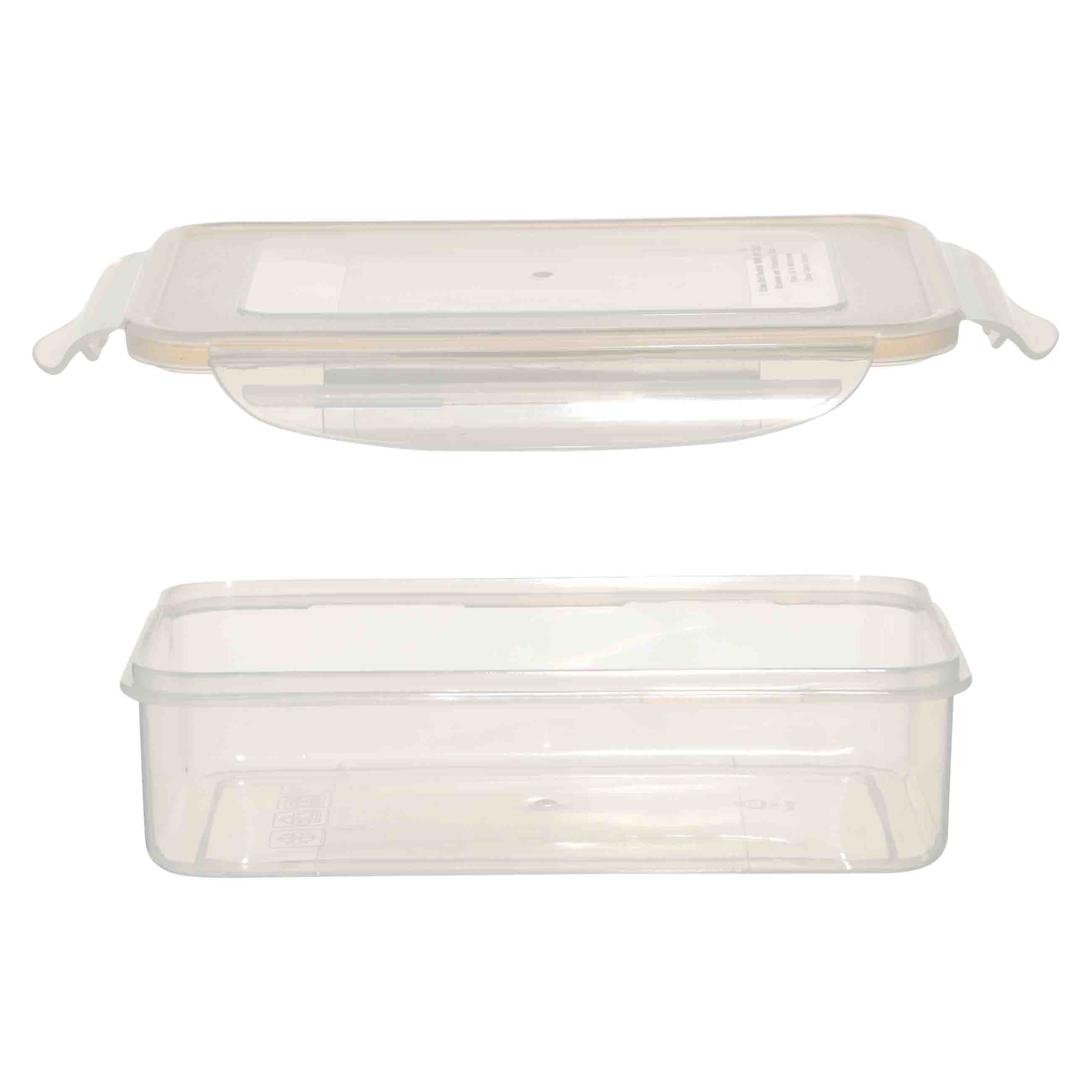 Container set, 3 pcs, with clips, plastic / silicone, rectangular, beige, Roomy clip, image-4