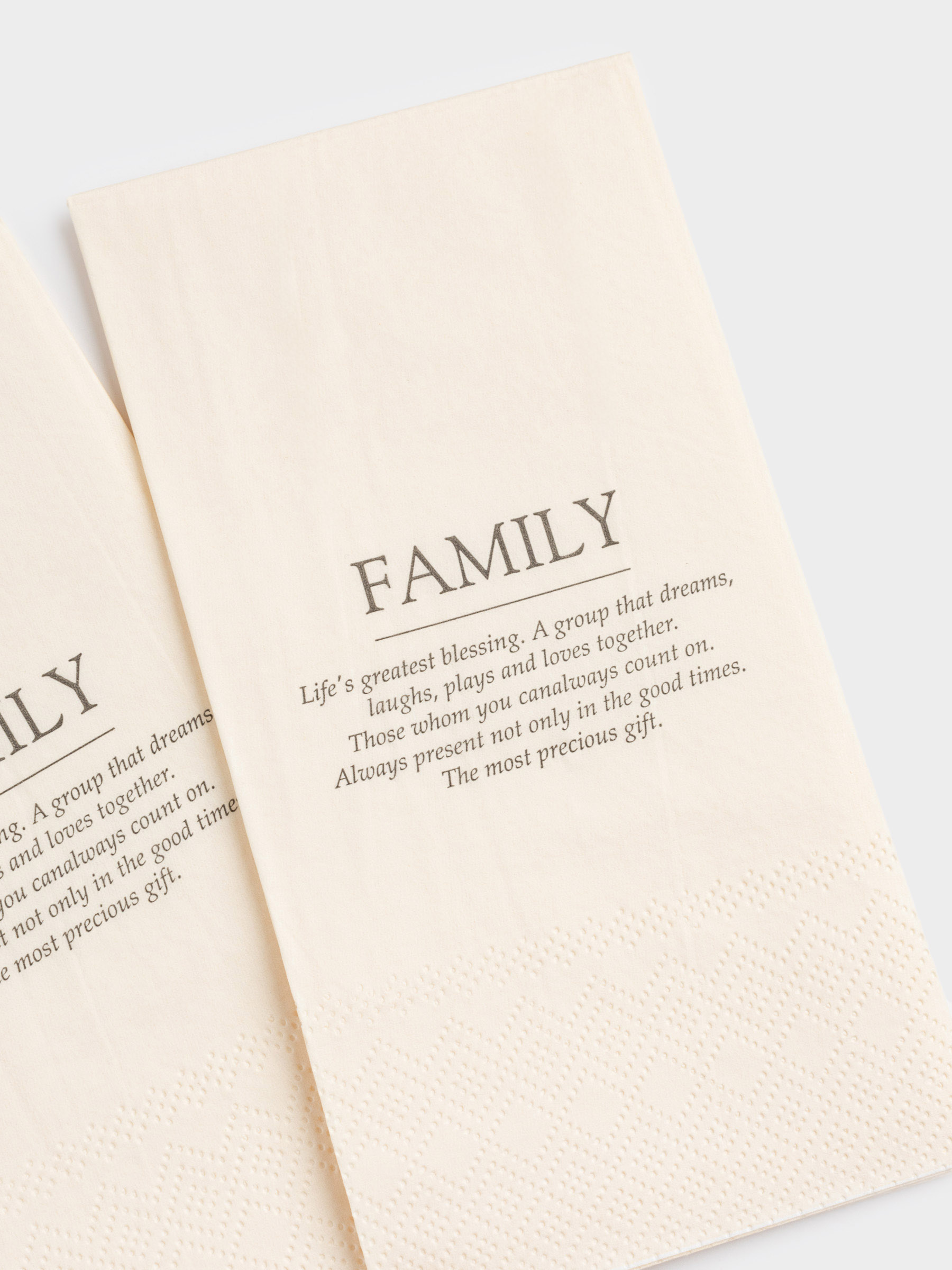 Paper napkins, 33x33 cm, 20 pcs, rectangular, white, Family, Course