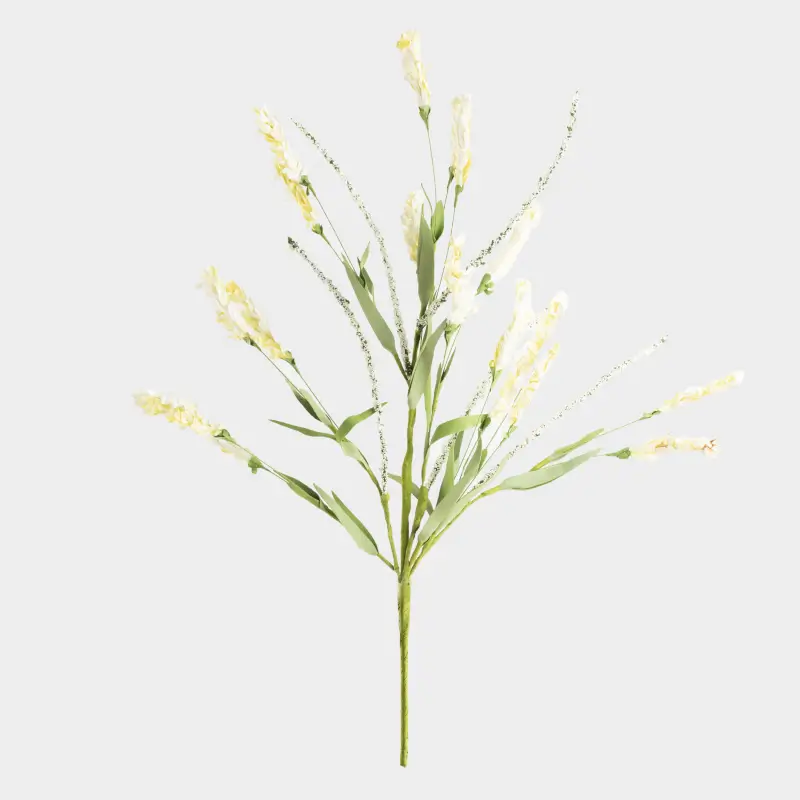 Decorative branch, 58 cm, paper / foam, White spikelets, Flower garden