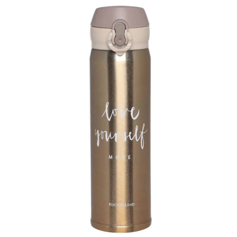 Thermocup, 500 ml, steel / plastic, golden, Love yourself more, Light
