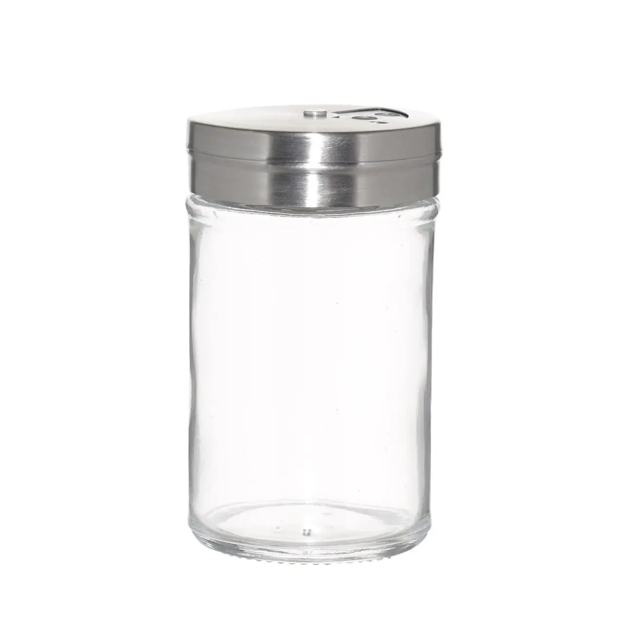 Spice container, 8 cm, large/small holes, glass/steel, Classic-light