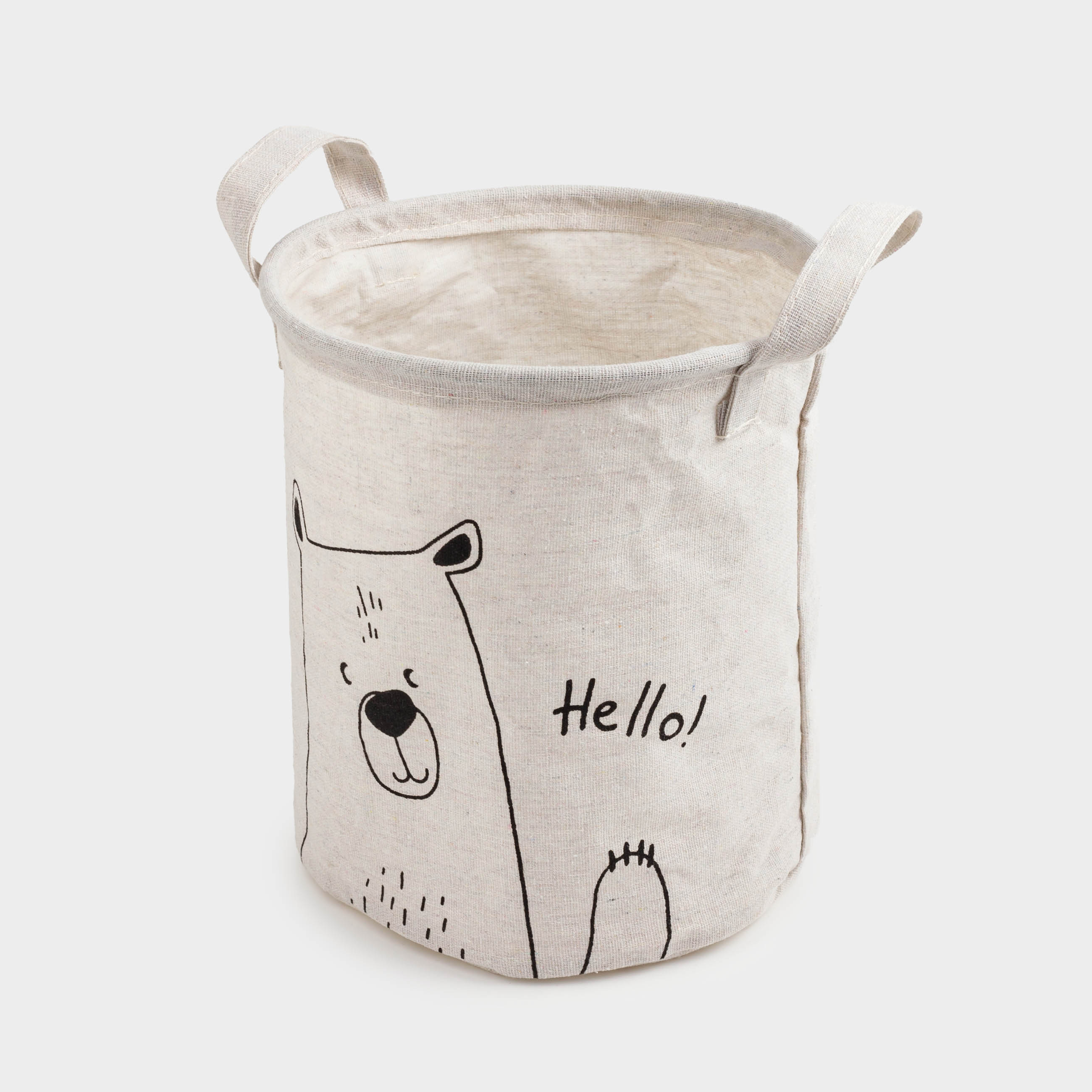 Storage bag, 22x25 cm, with handles, Cotton/polyester, round, Milky, Bear, Funny world, image-2