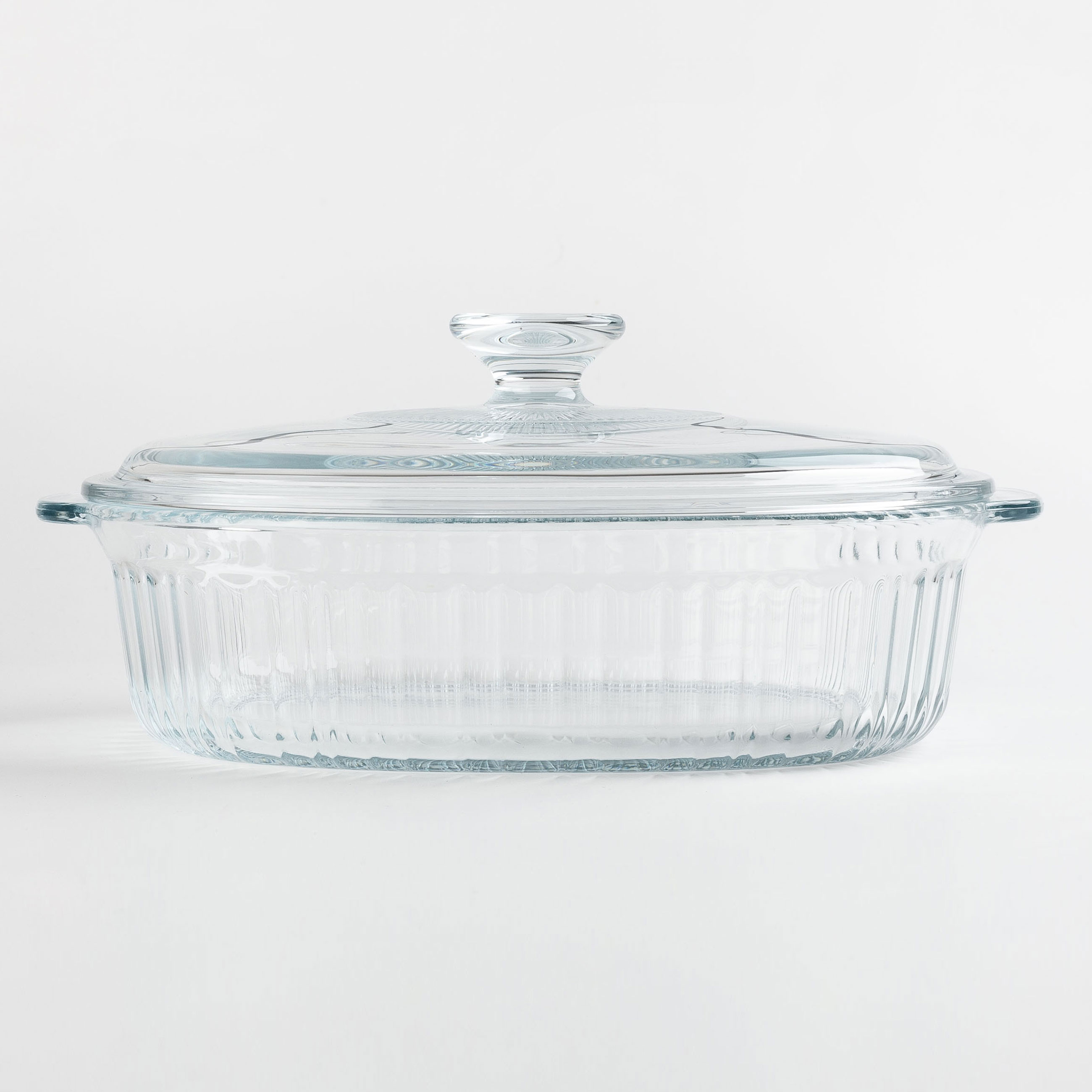 Baking dish, 27x19 cm, 1.8 L, with lid, glass T, Oval, Cook ribbed